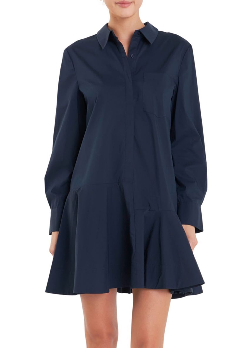 Collar Flare Skirt Dress