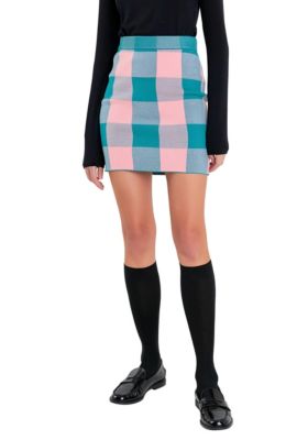 ENGLISH FACTORY Women's Gingham Mini Skirt, Medium