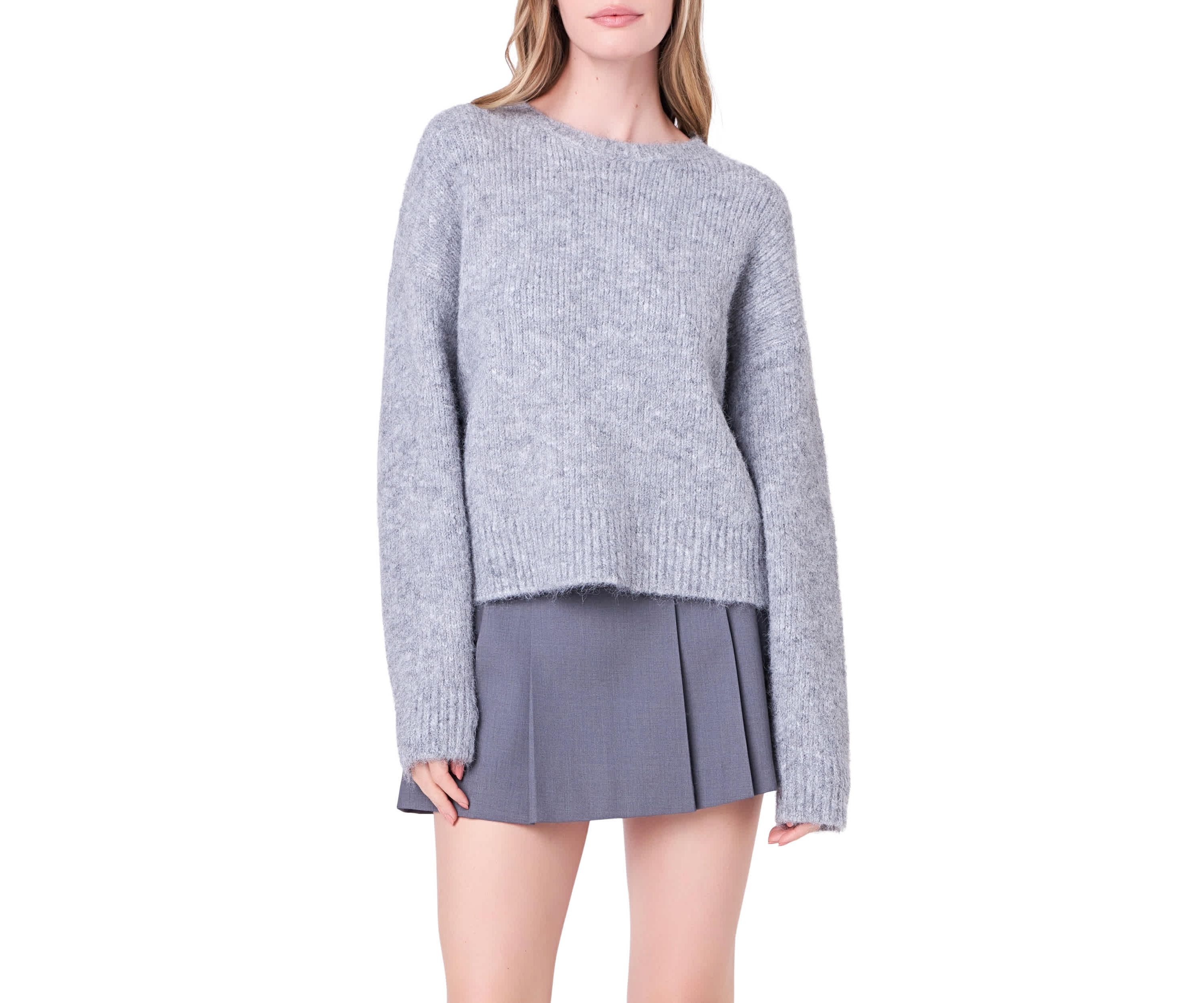 Blend Cropped Fuzzy Sweater