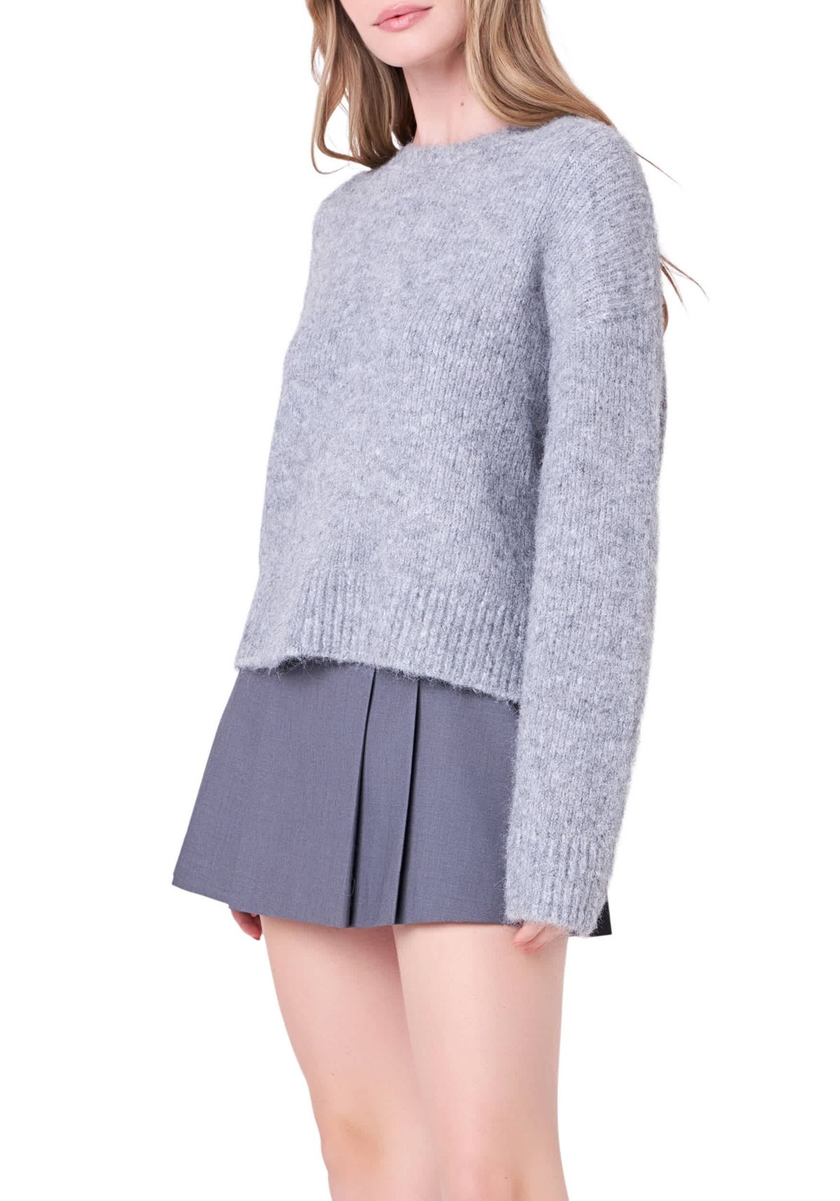 Blend Cropped Fuzzy Sweater