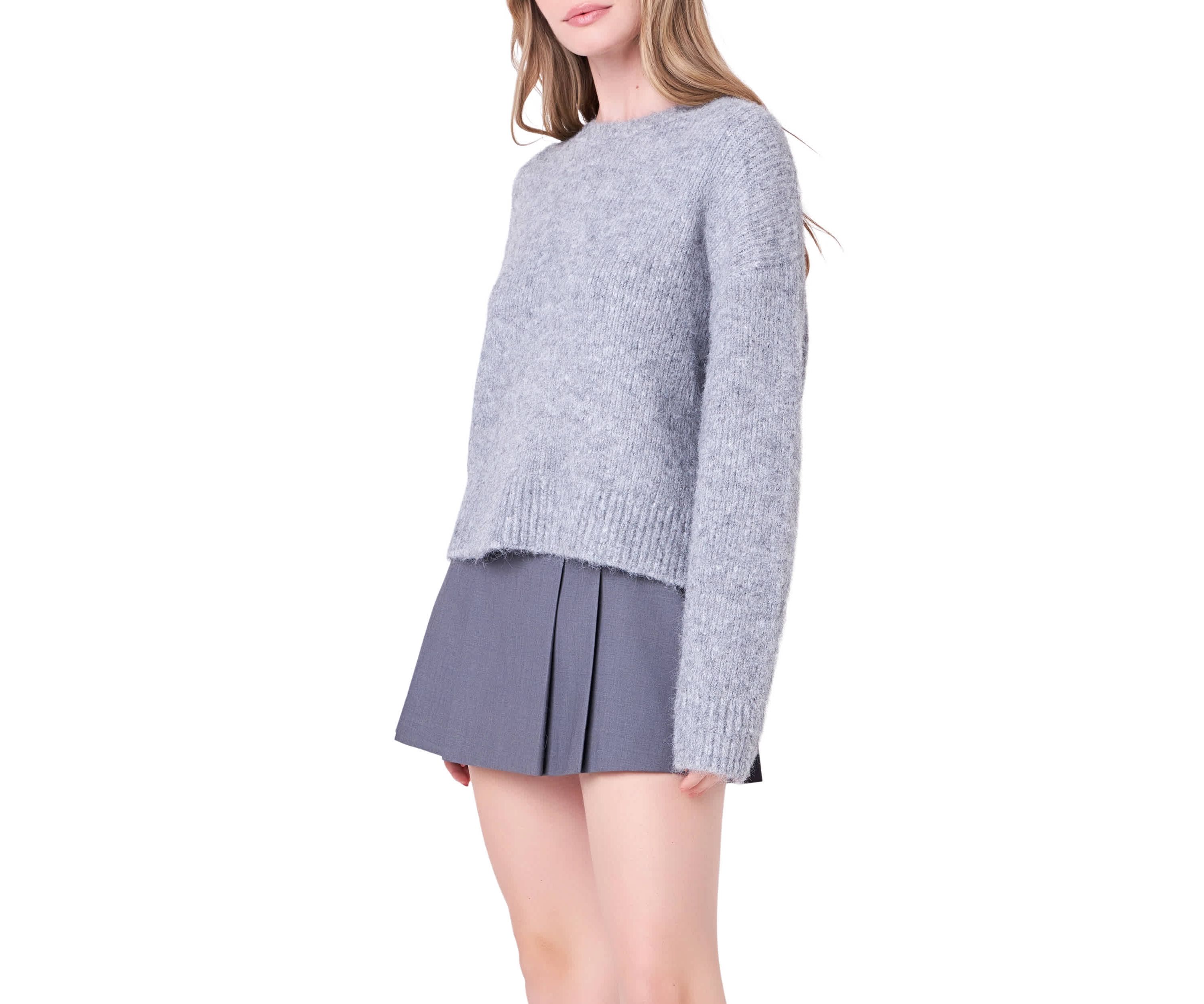 Blend Cropped Fuzzy Sweater