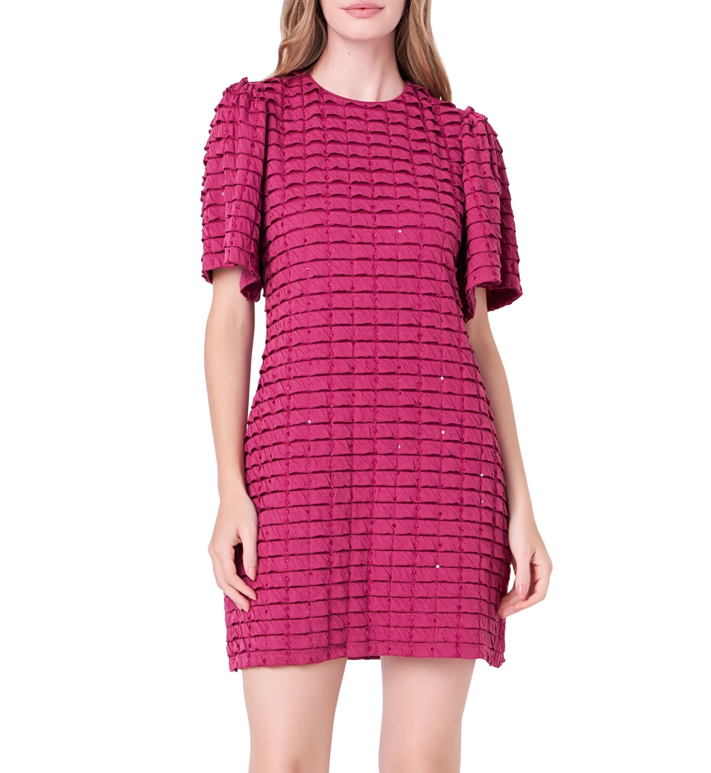 Tiered Jersey Mini Dress With Embroidery