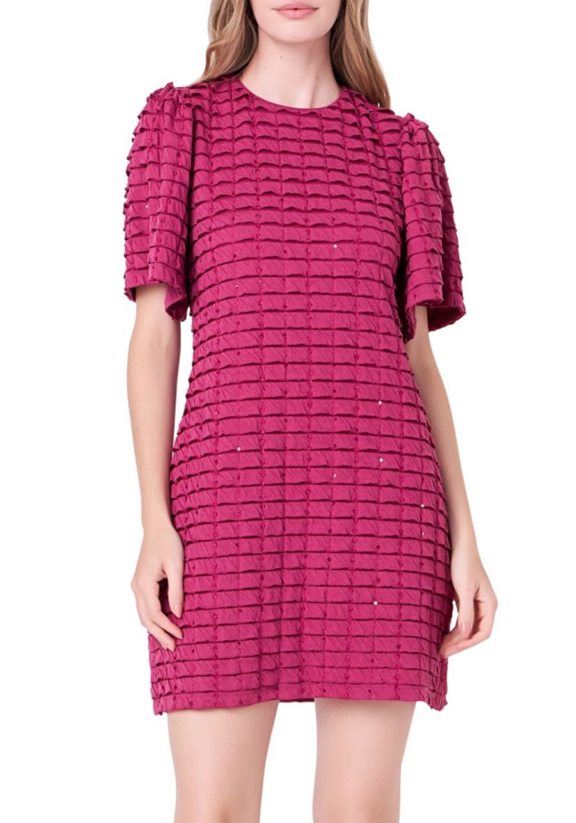 Tiered Jersey Mini Dress With Embroidery