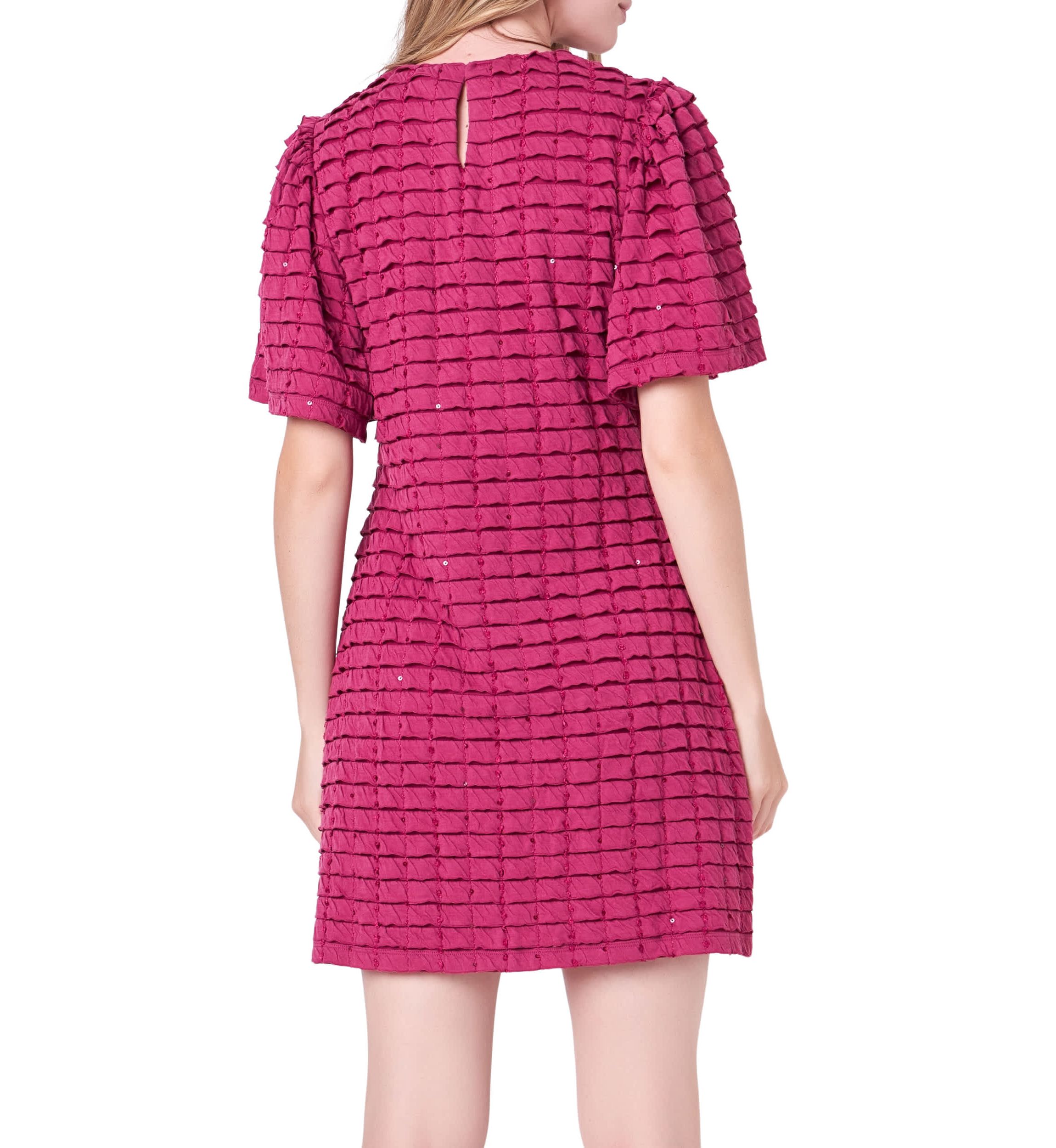 Tiered Jersey Mini Dress With Embroidery