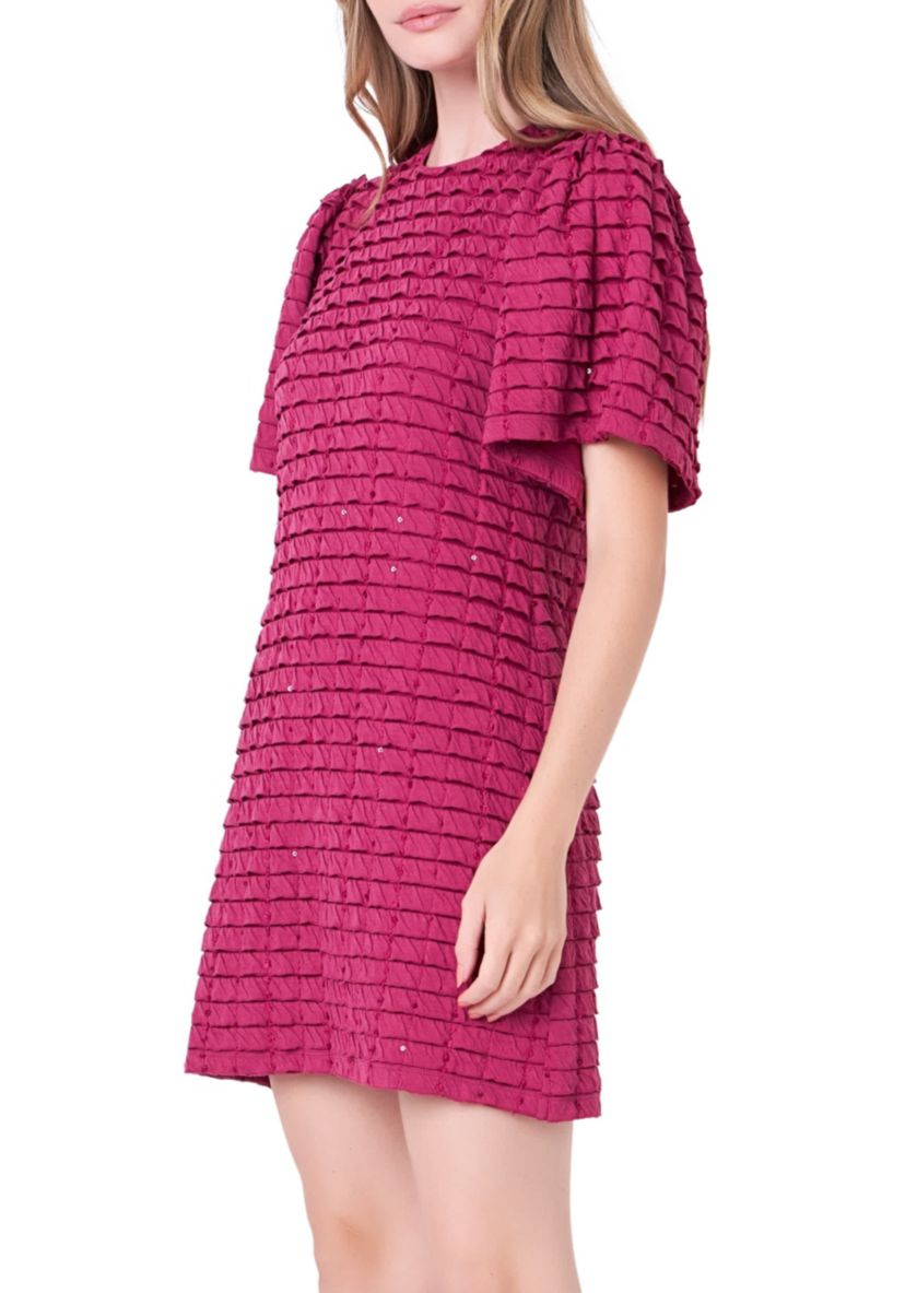 Tiered Jersey Mini Dress With Embroidery