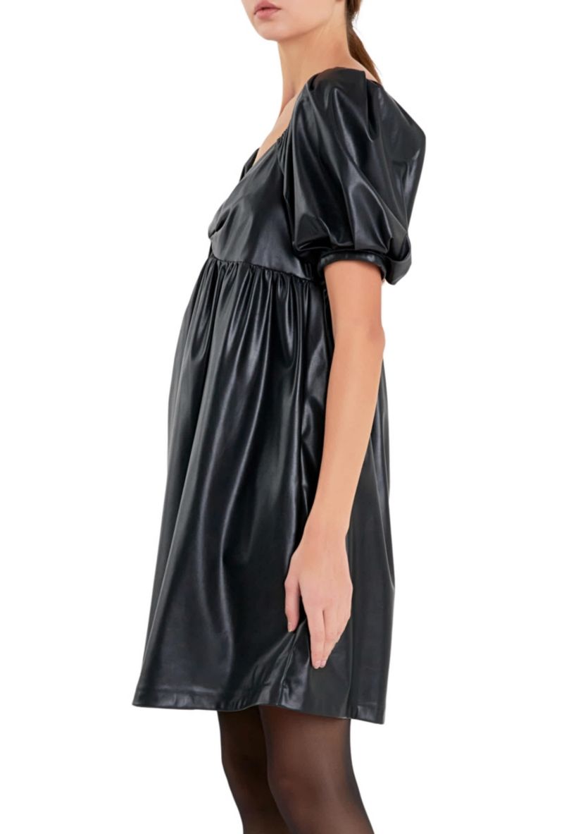 Faux Leather Mini Dress