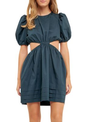 ENGLISH FACTORY Women's Pleats with Cut-out Detail Mini Dress, XS