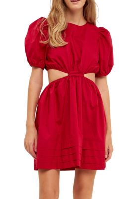 ENGLISH FACTORY Women's Pleats with Cut-out Detail Mini Dress, Large