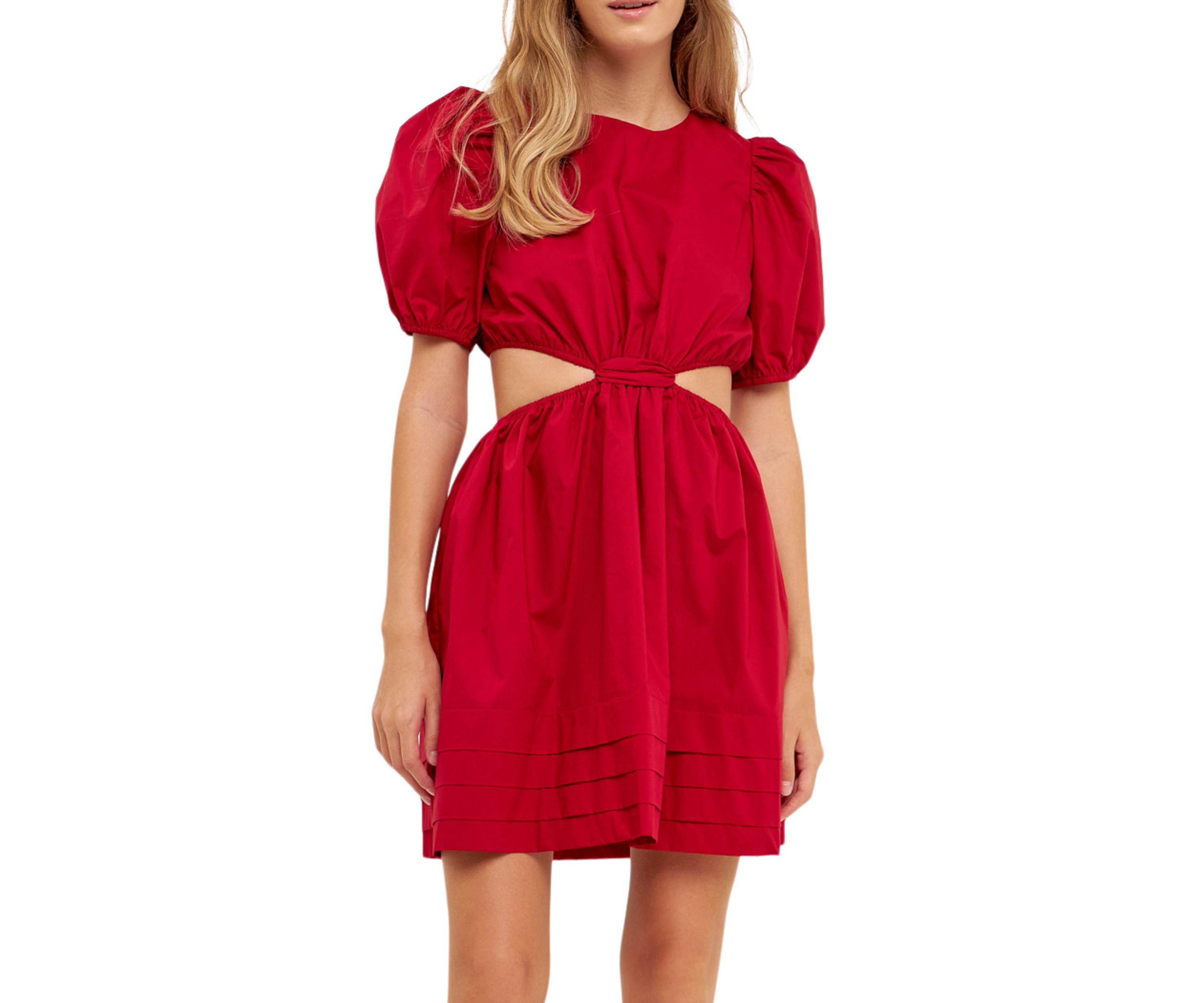 Pleats with Cut-out Detail Mini Dress