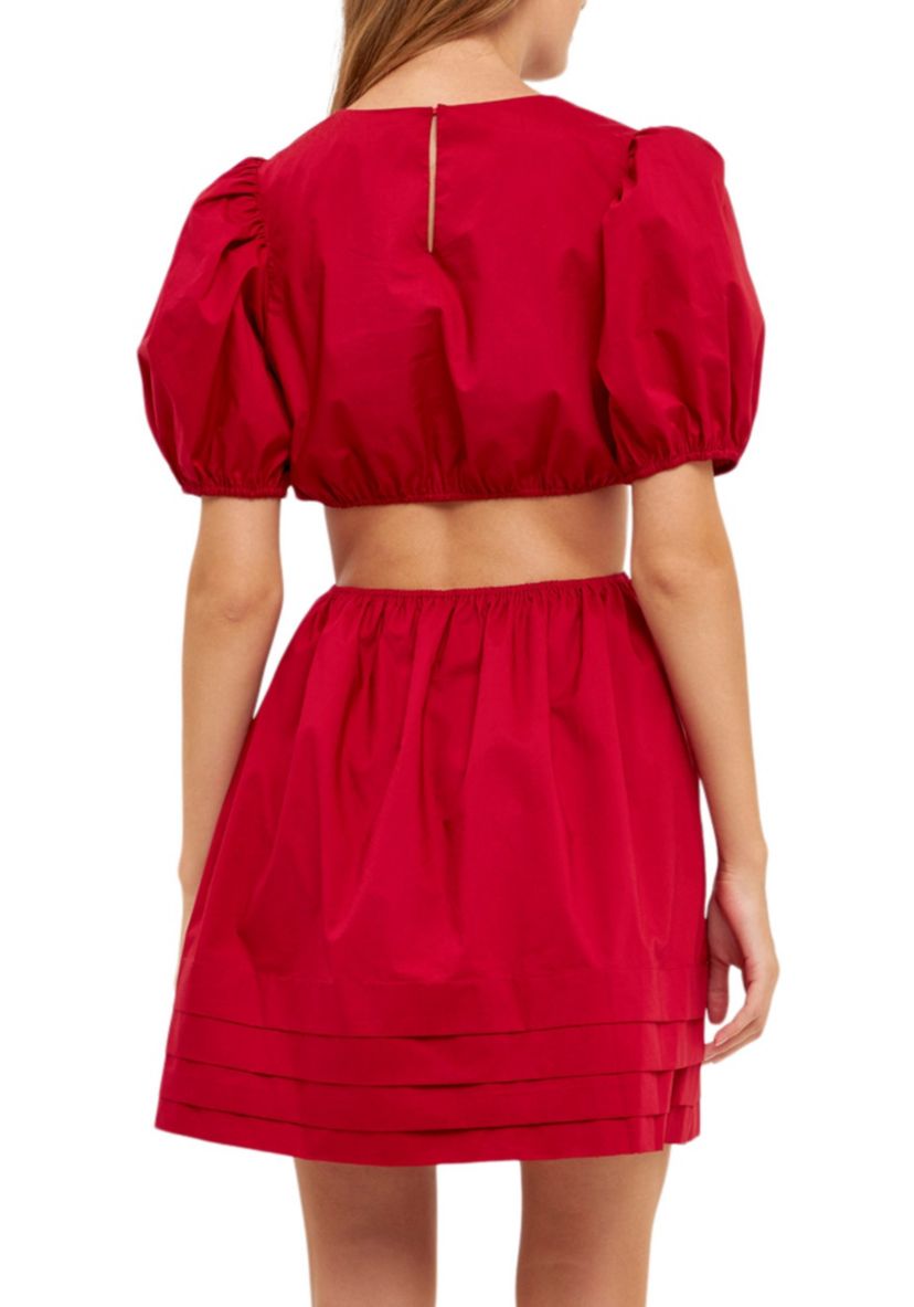 Pleats with Cut-out Detail Mini Dress