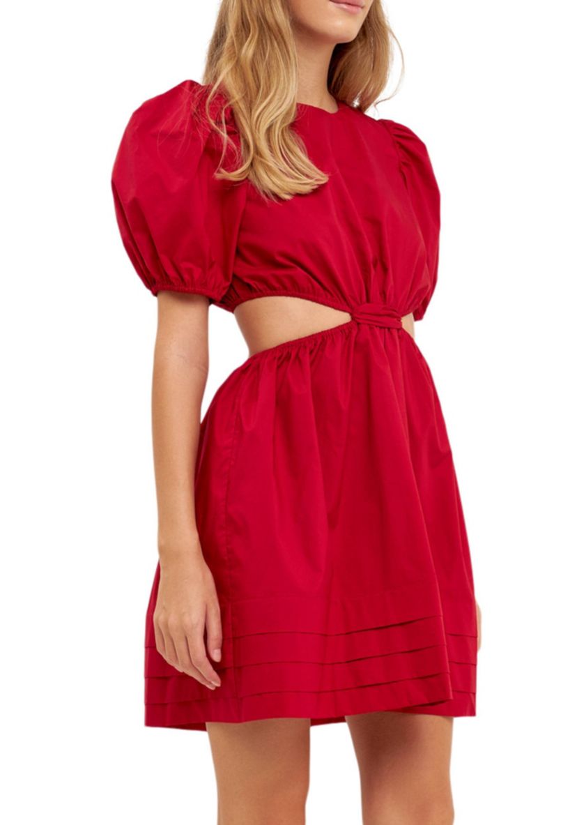 Pleats with Cut-out Detail Mini Dress