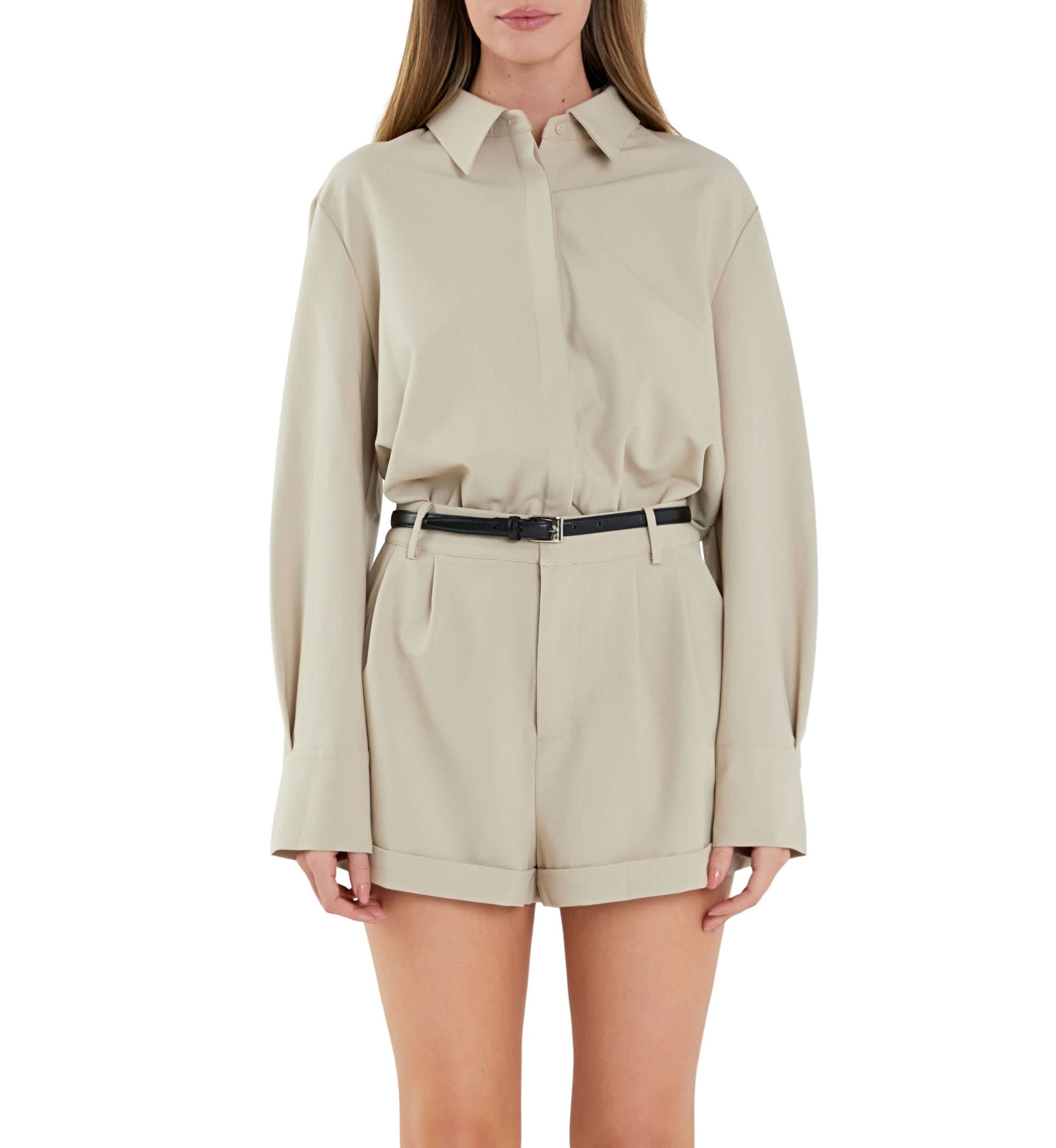 Long Sleeve Collared Romper