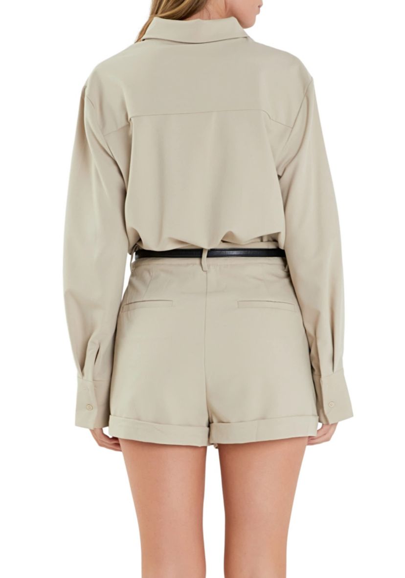 Long Sleeve Collared Romper