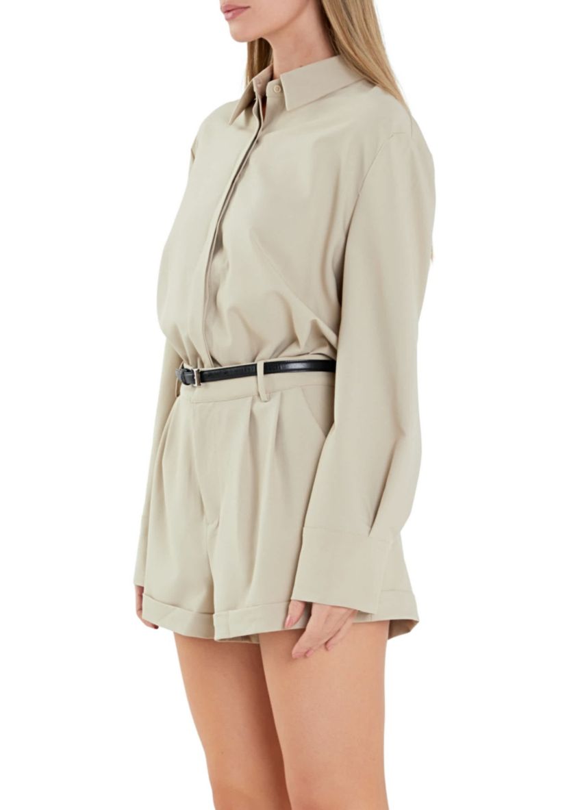 Long Sleeve Collared Romper
