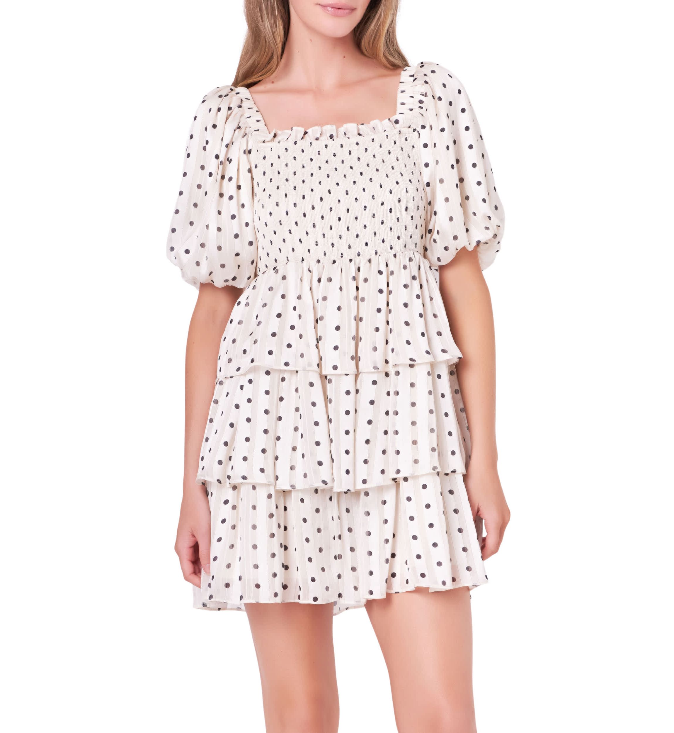 Polka Dot Lurex Multi Tiered Mini