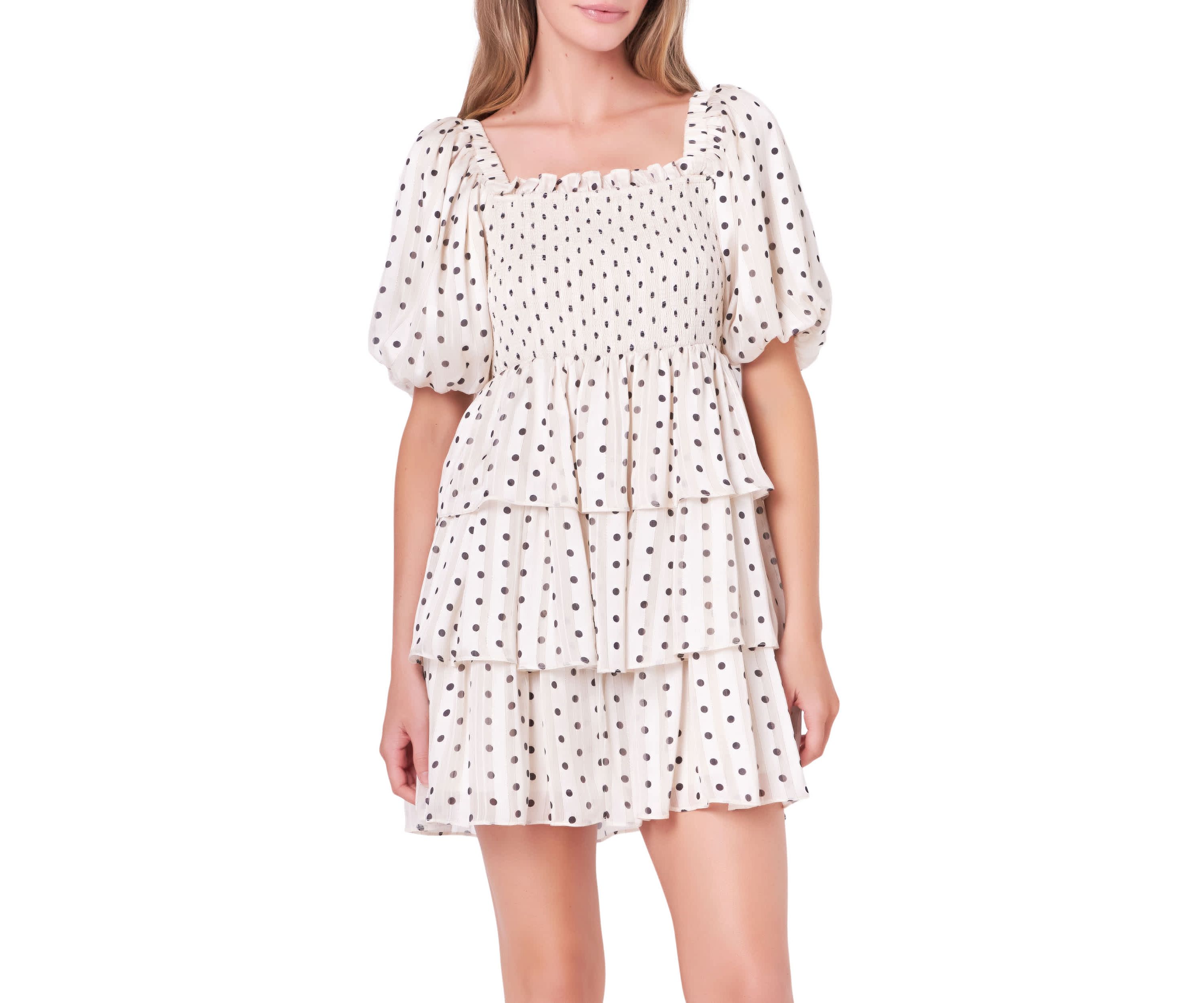Polka Dot Lurex Multi Tiered Mini