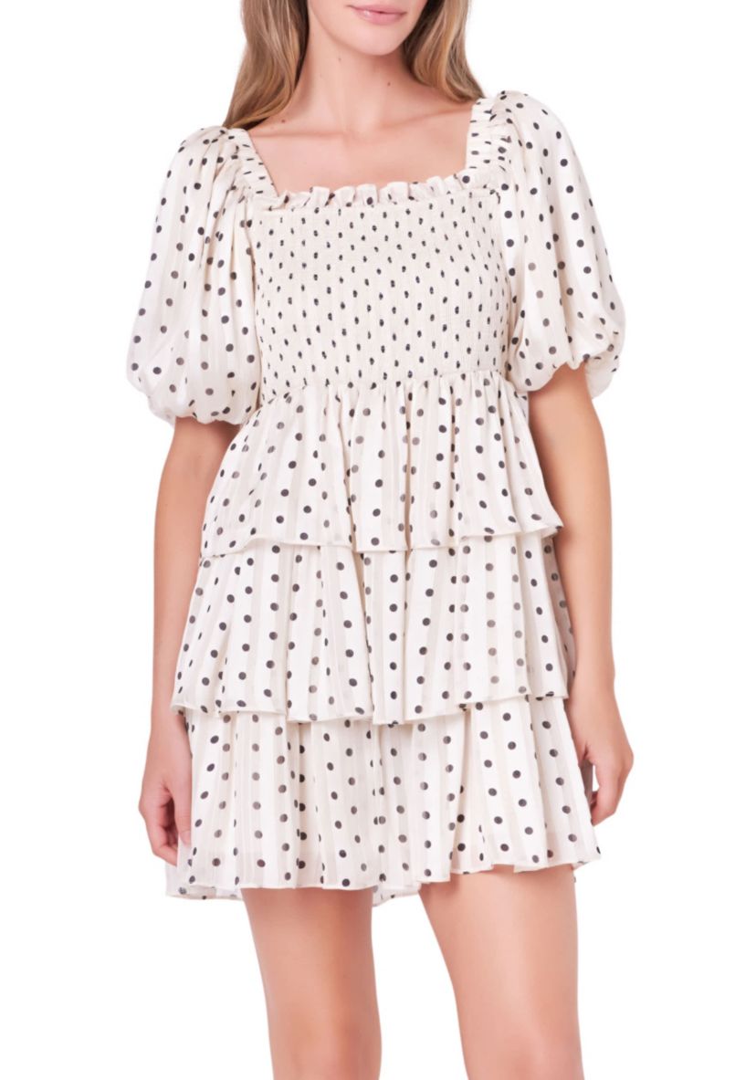 Polka Dot Lurex Multi Tiered Mini