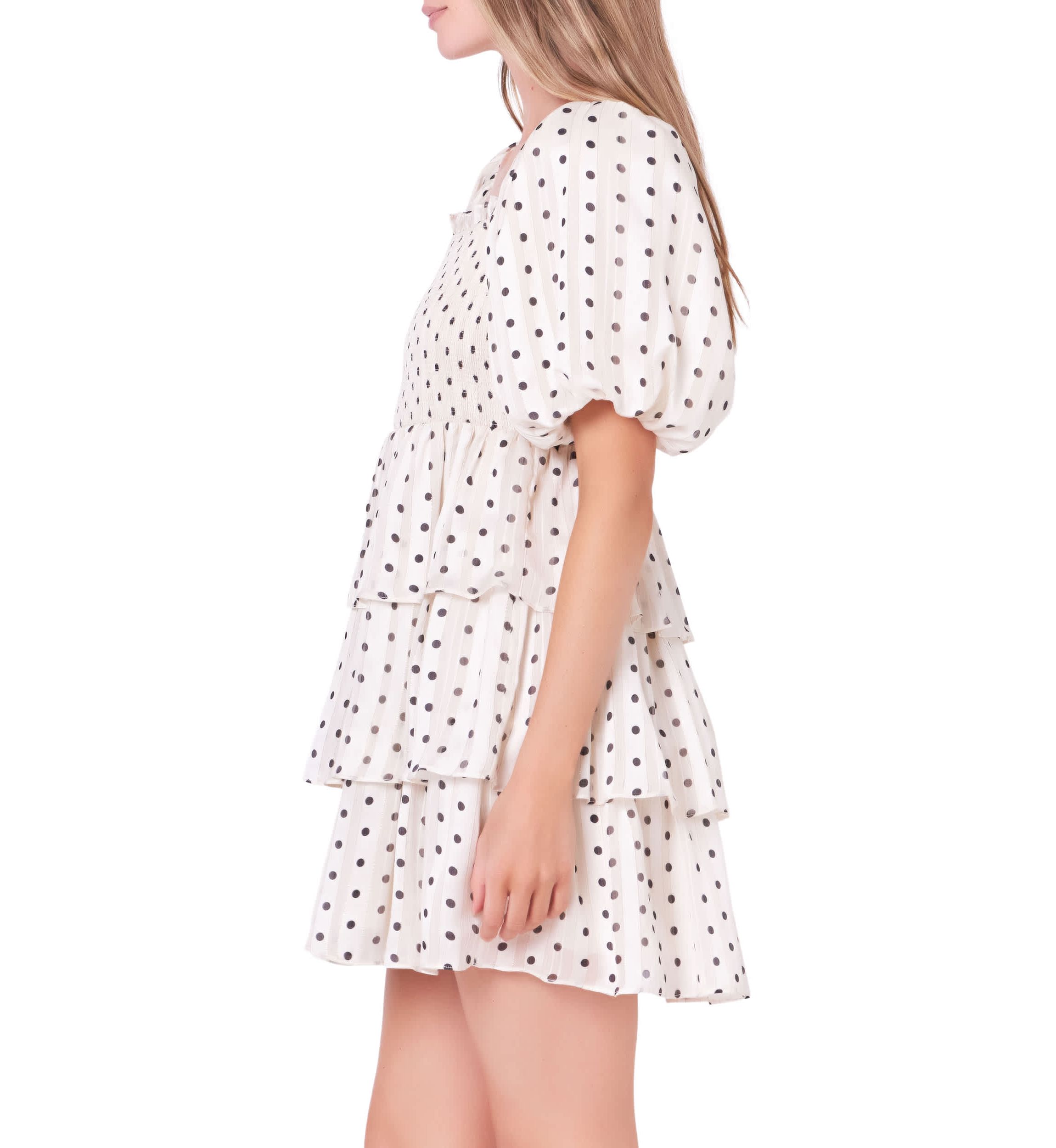 Polka Dot Lurex Multi Tiered Mini