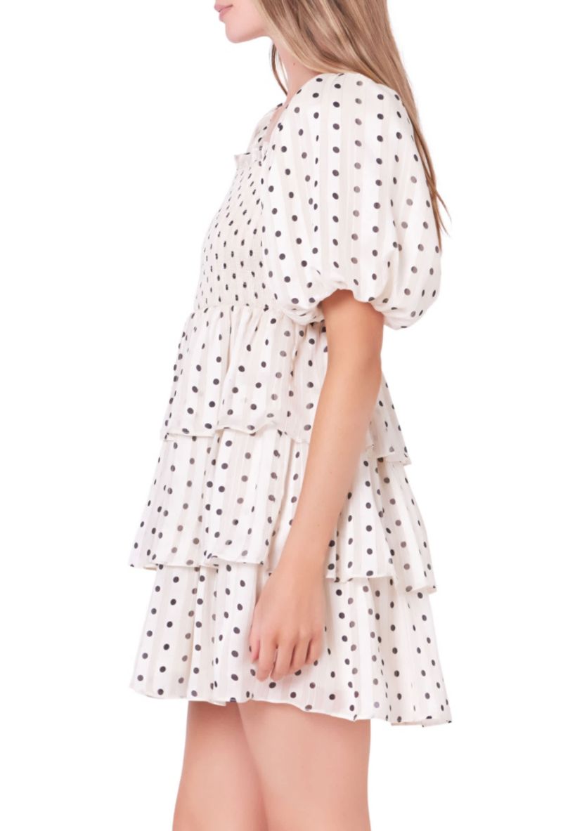 Polka Dot Lurex Multi Tiered Mini
