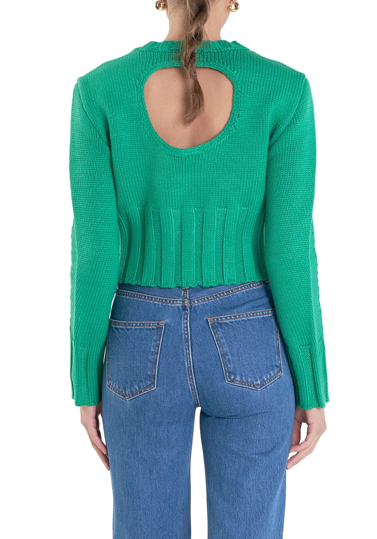 Open Back Cropped Sweater