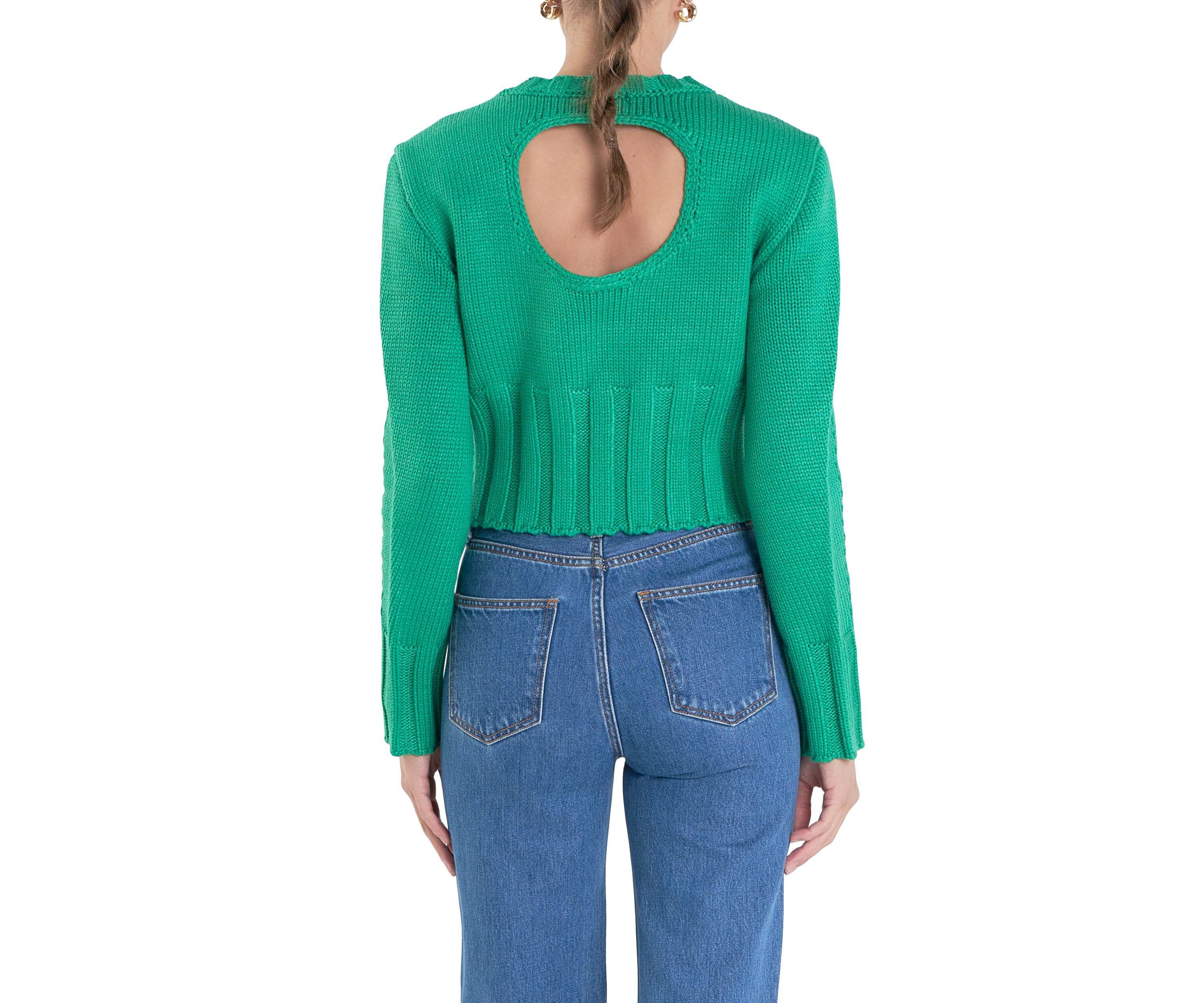Open Back Cropped Sweater