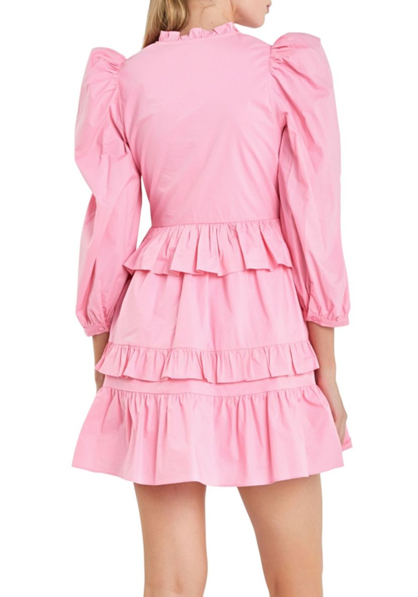 Smocking Detail Mini Dress