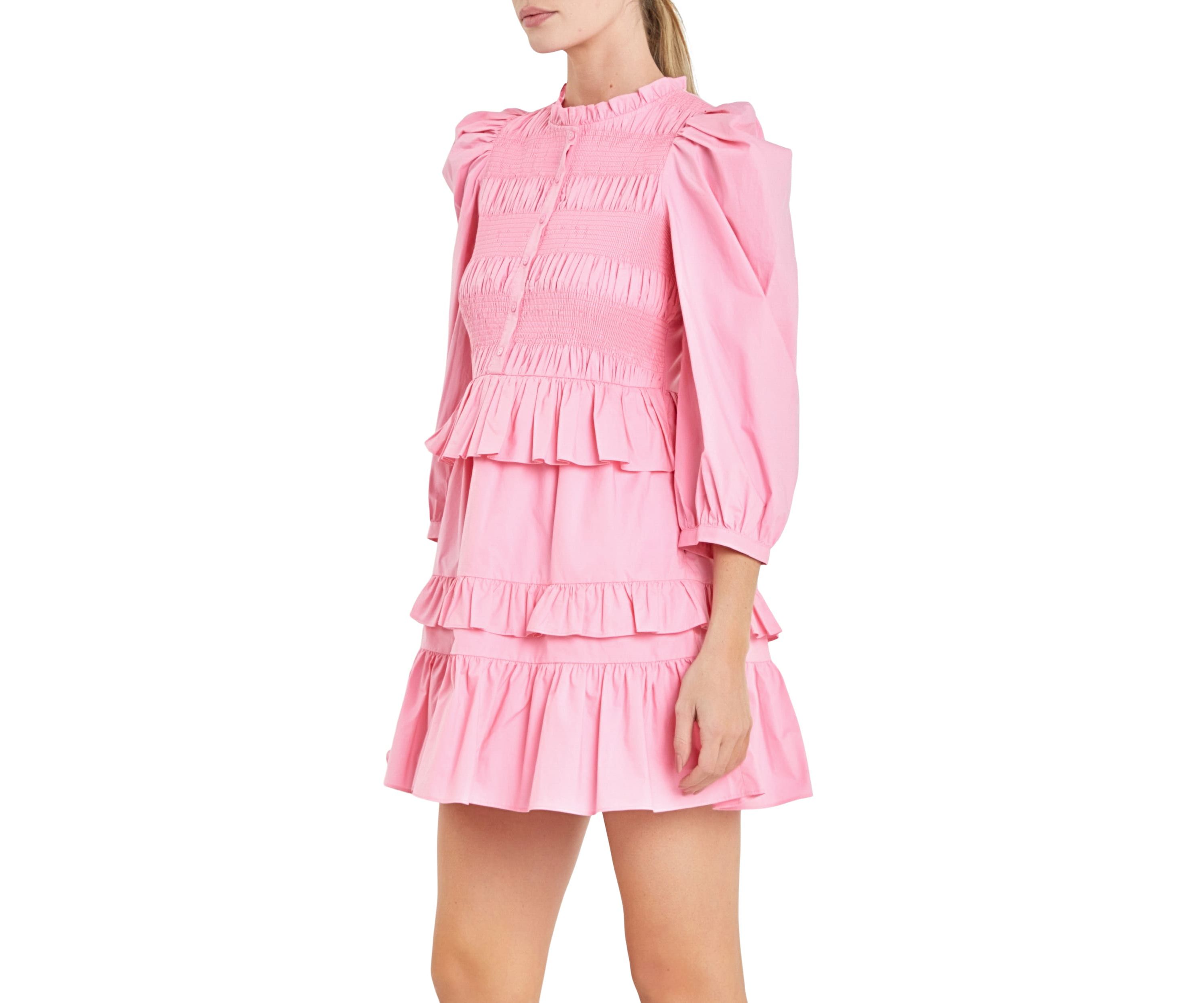 Smocking Detail Mini Dress