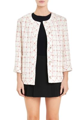 ENGLISH FACTORY Women's Tweed Boxy Jacket, Small