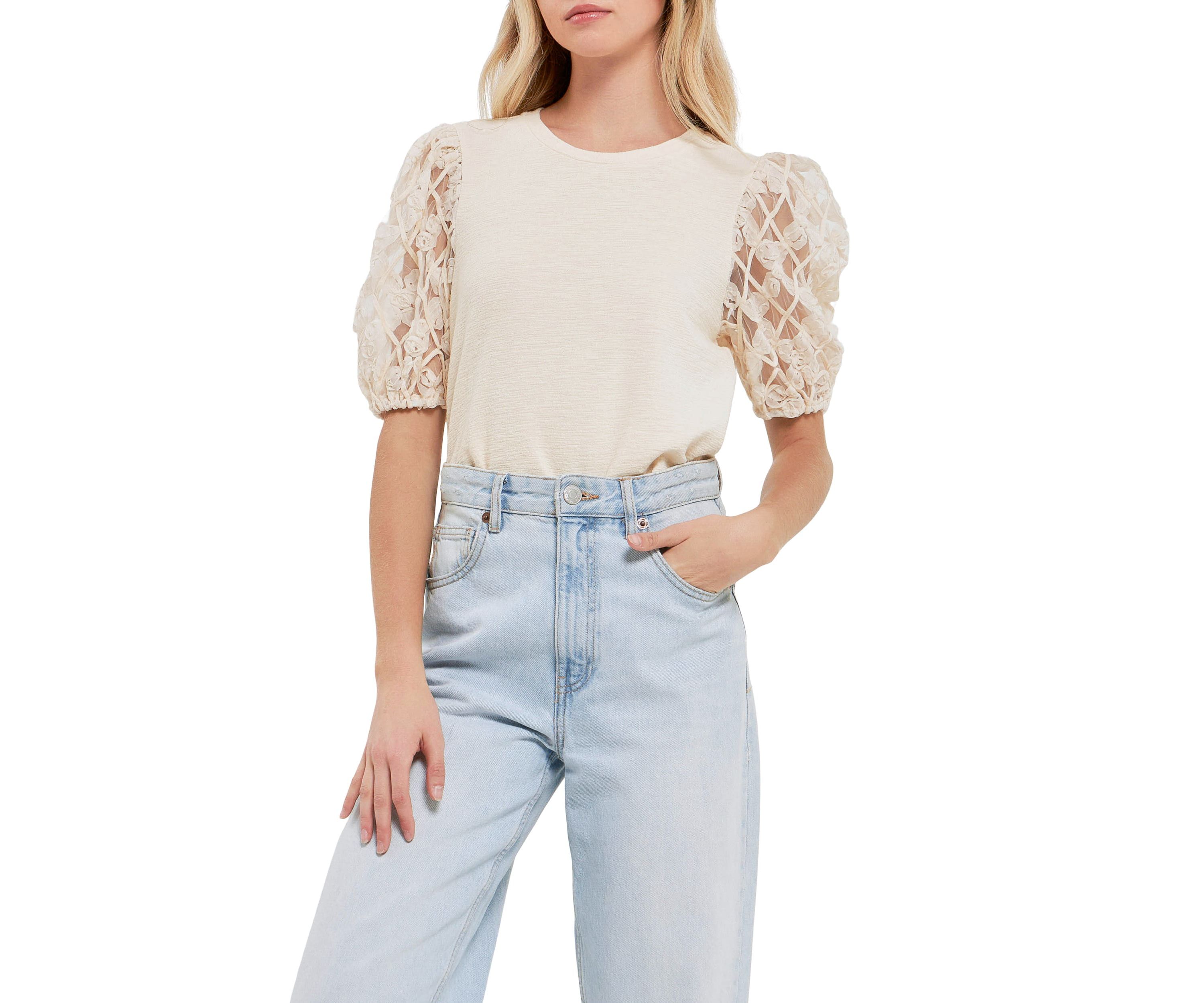 Floral Texture Sleeve Top