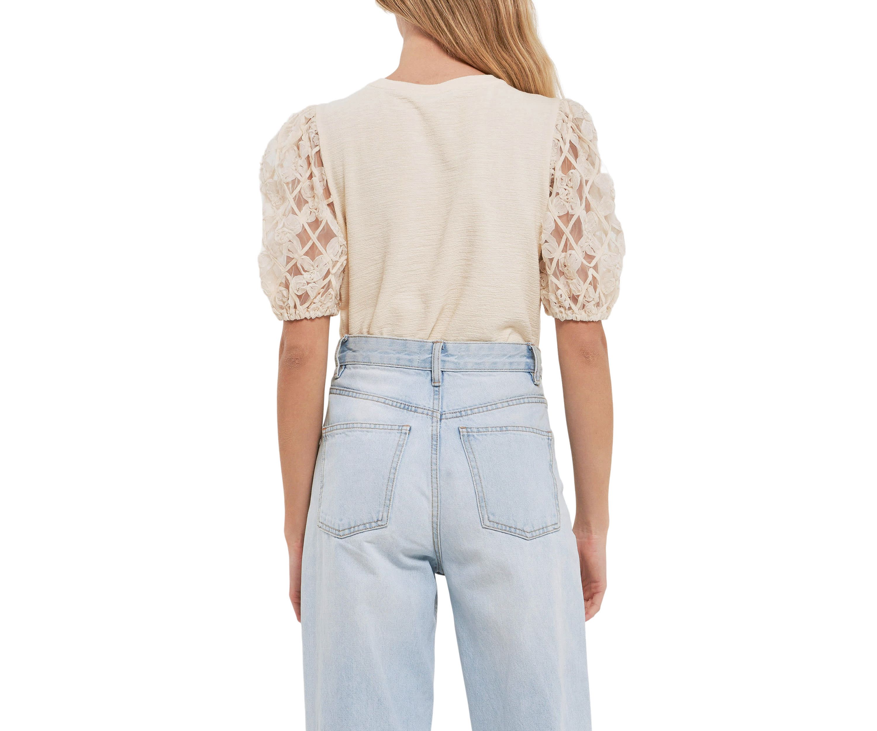 Floral Texture Sleeve Top