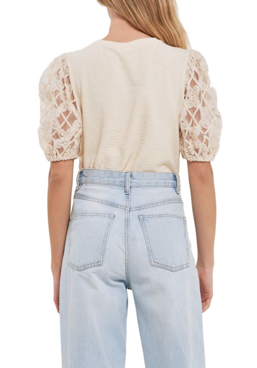 Floral Texture Sleeve Top