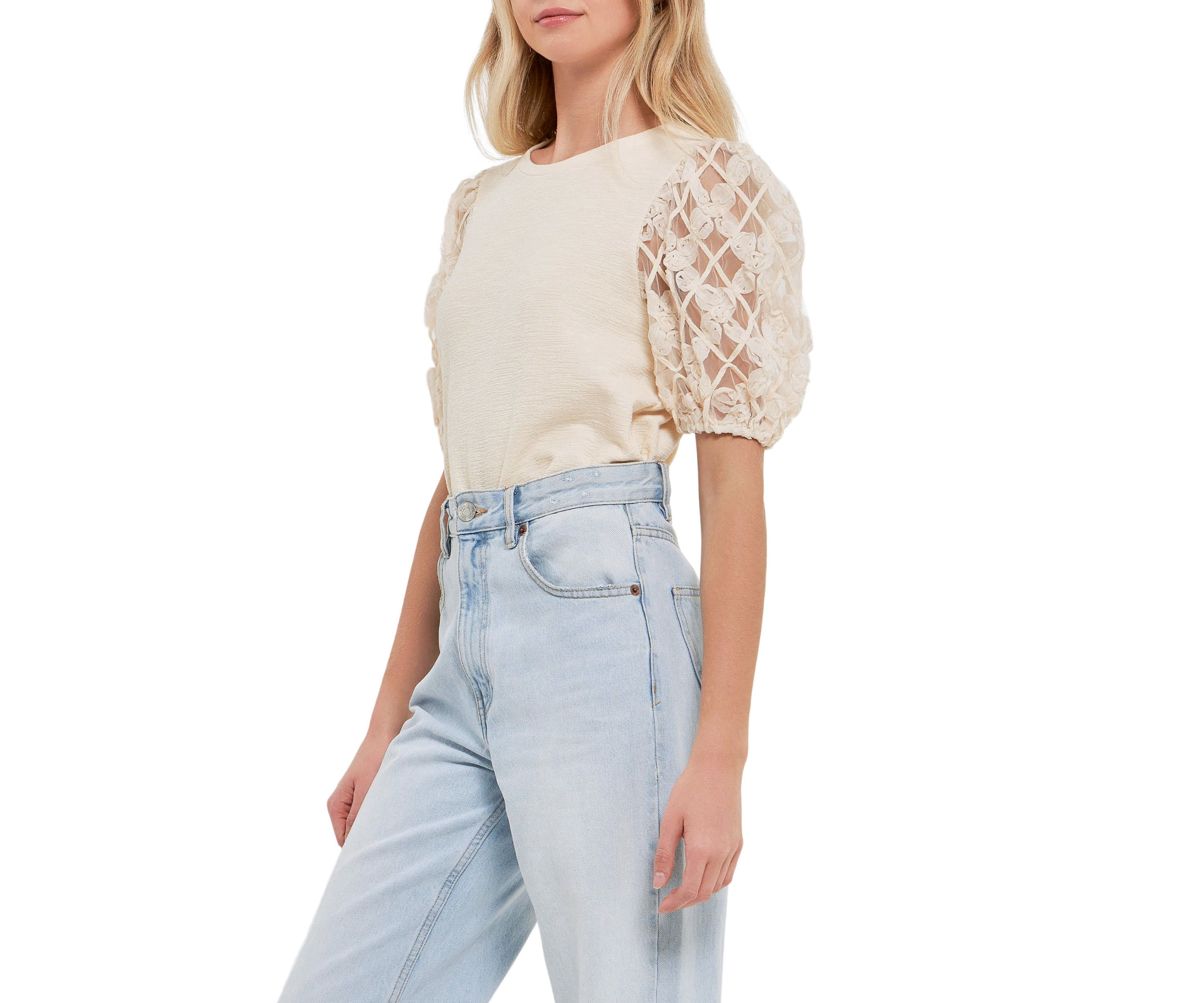 Floral Texture Sleeve Top