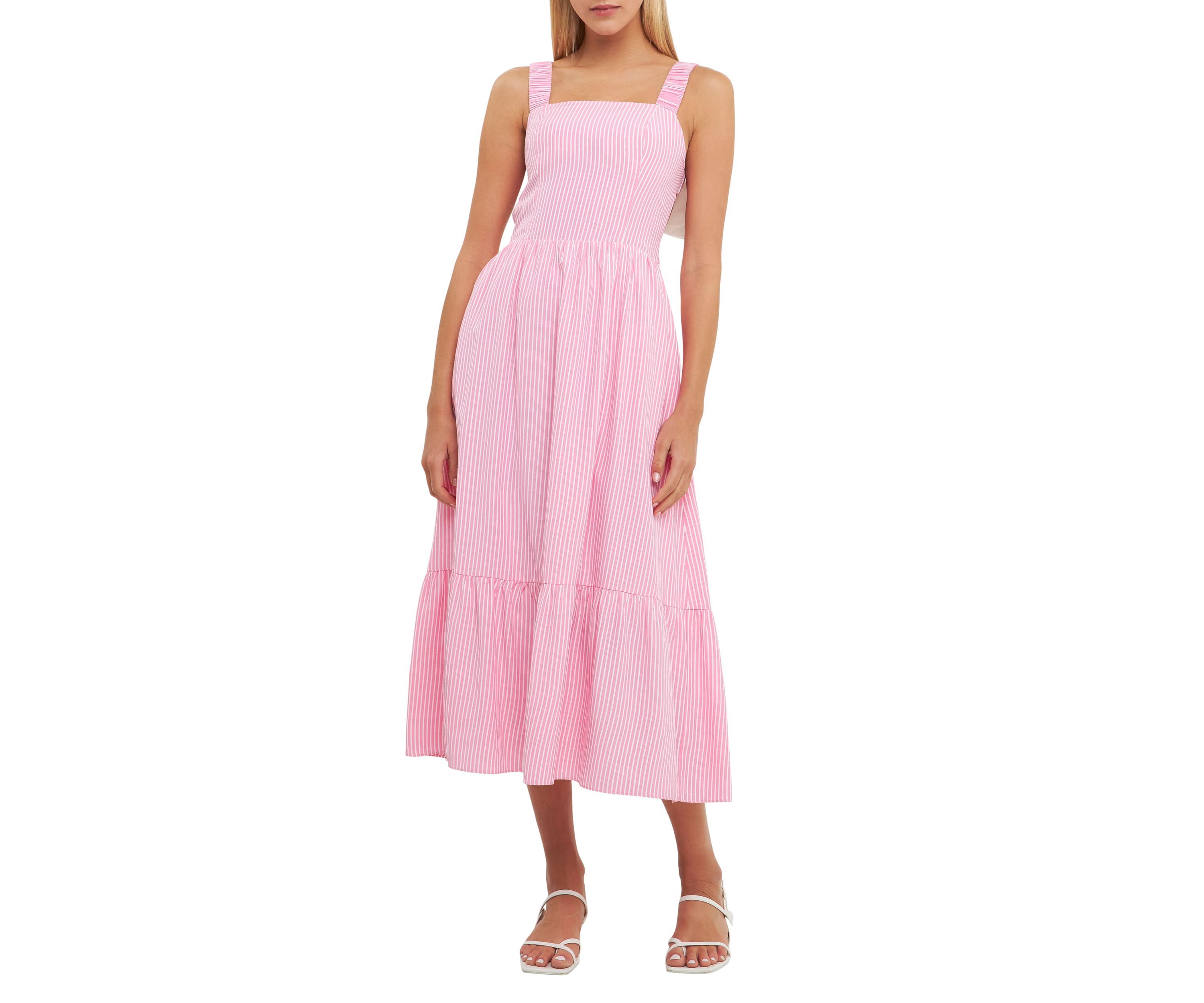 Contrast Bow Striped Maxi Dress
