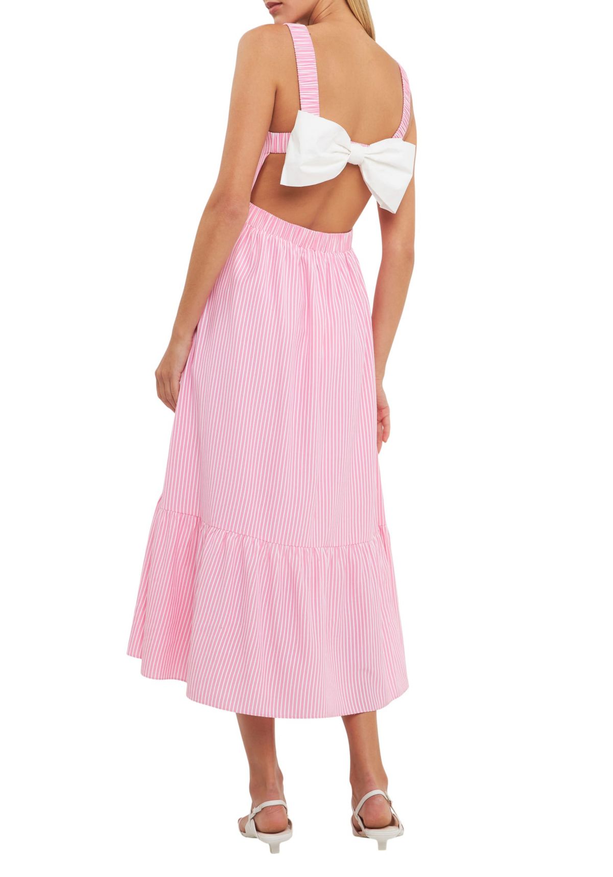Contrast Bow Striped Maxi Dress