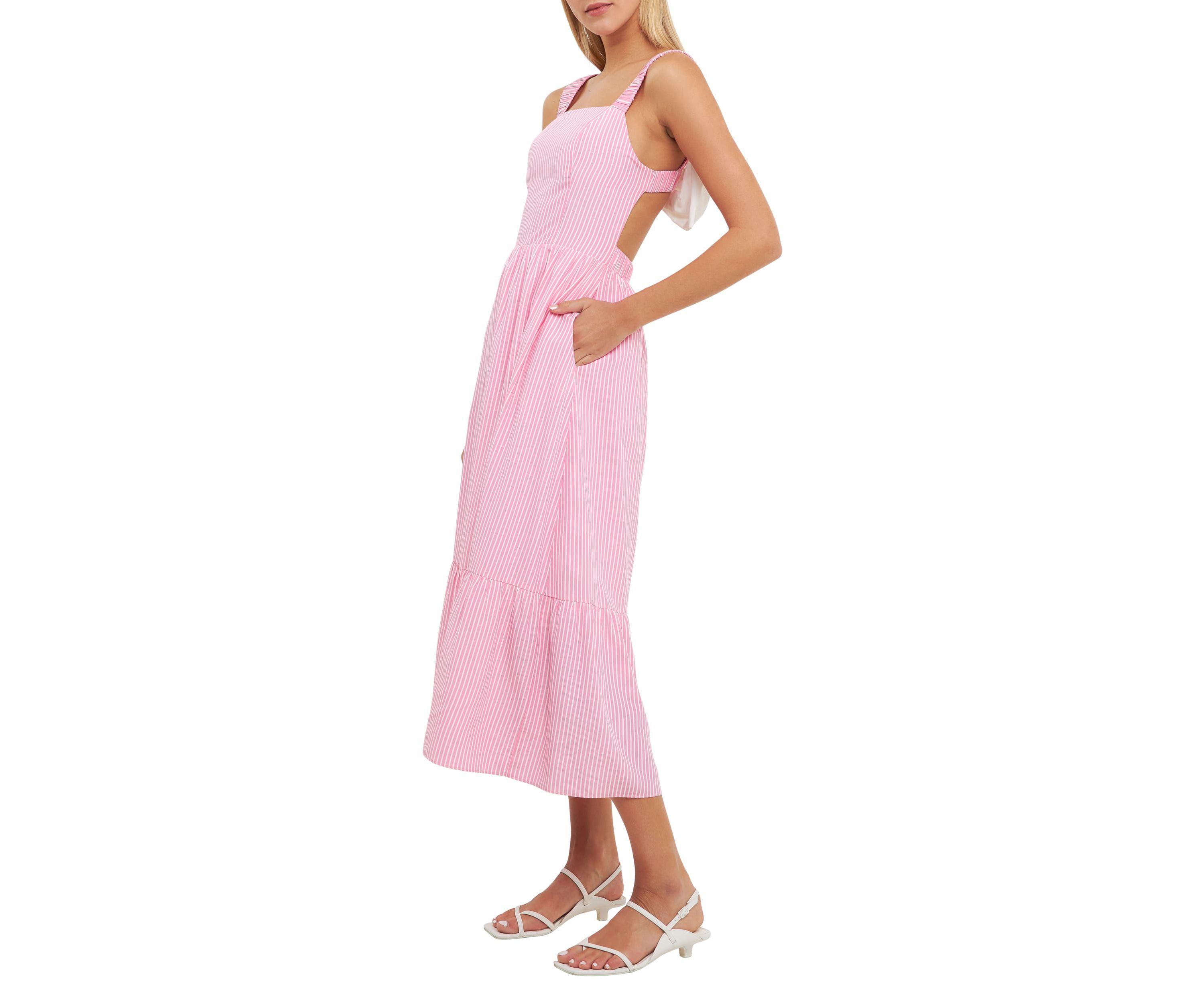 Contrast Bow Striped Maxi Dress