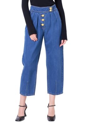 ENGLISH FACTORY Women's Cropped Denim Trousers, Small