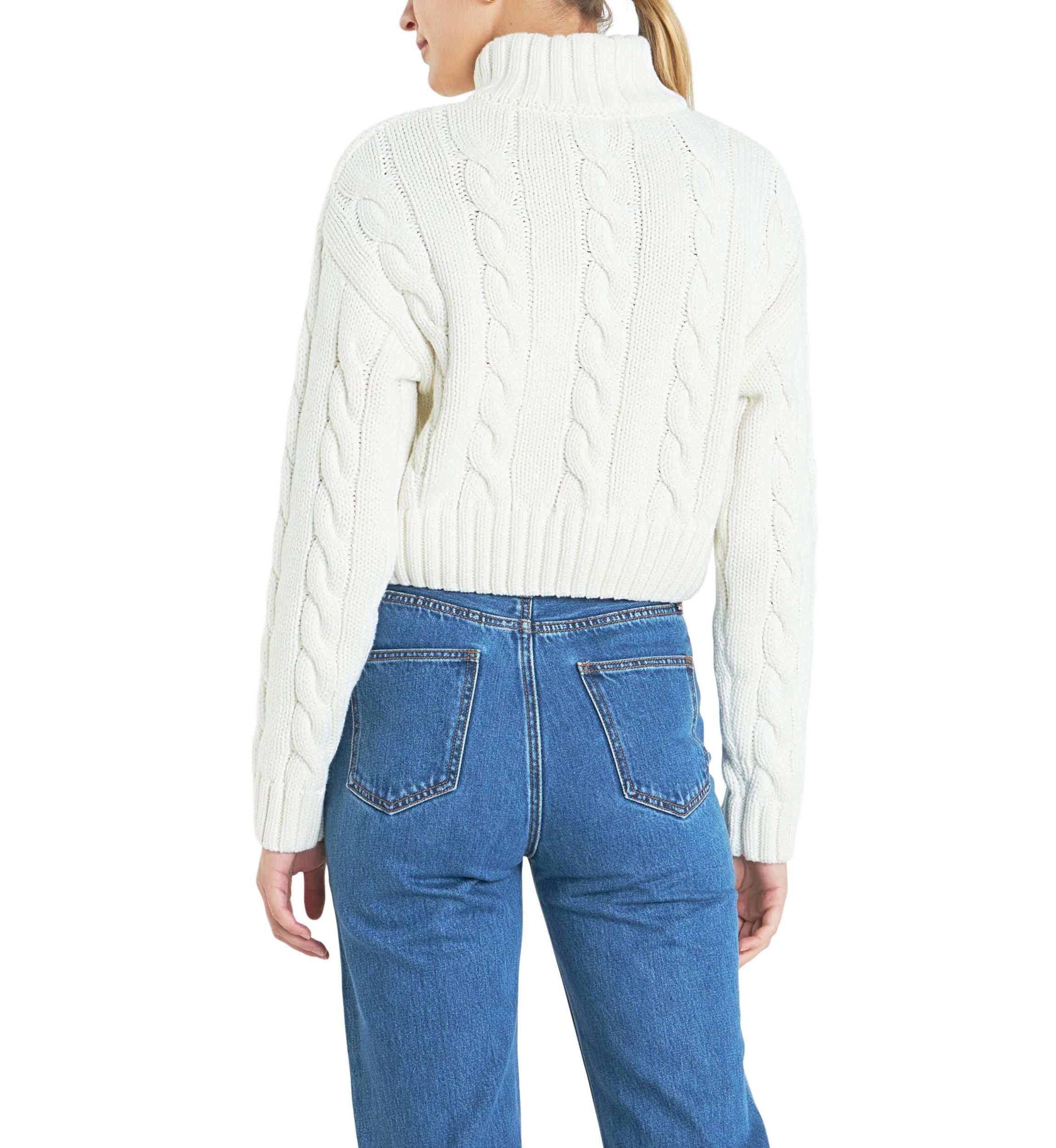 Half Zip Up Cable Knit Sweater