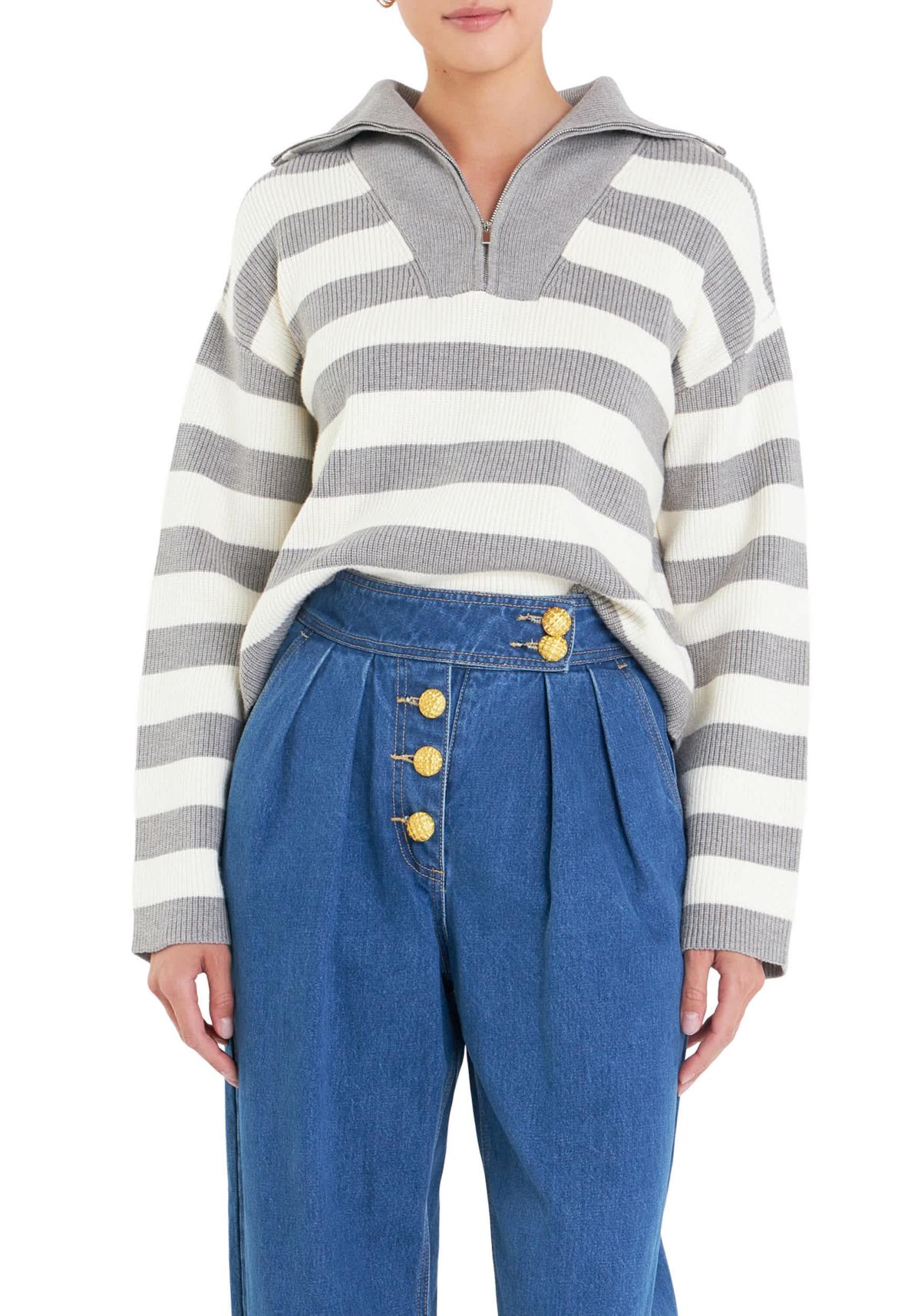 Striped Half-Zip Sweater