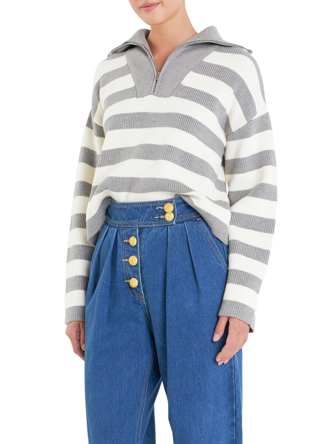 Striped Half-Zip Sweater