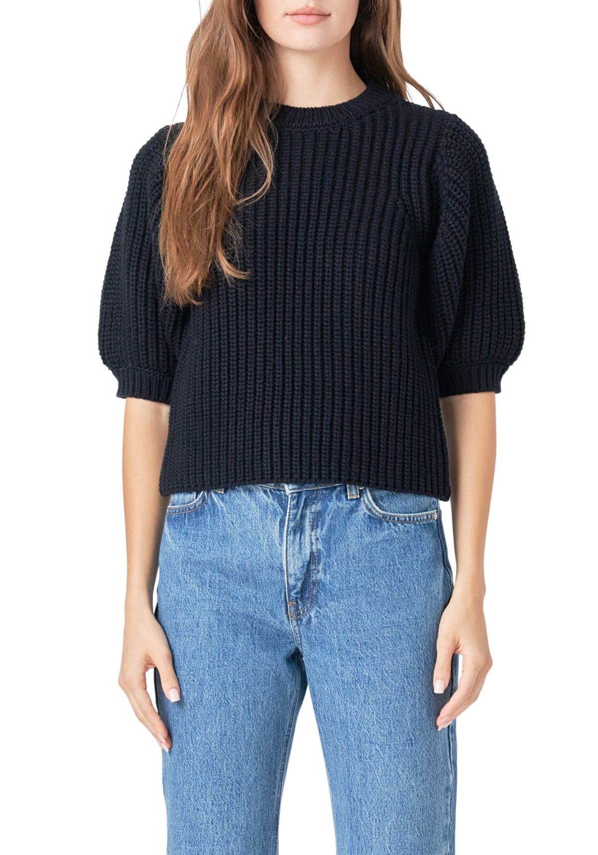 Round-neck Short Sleeve Knit Sweater