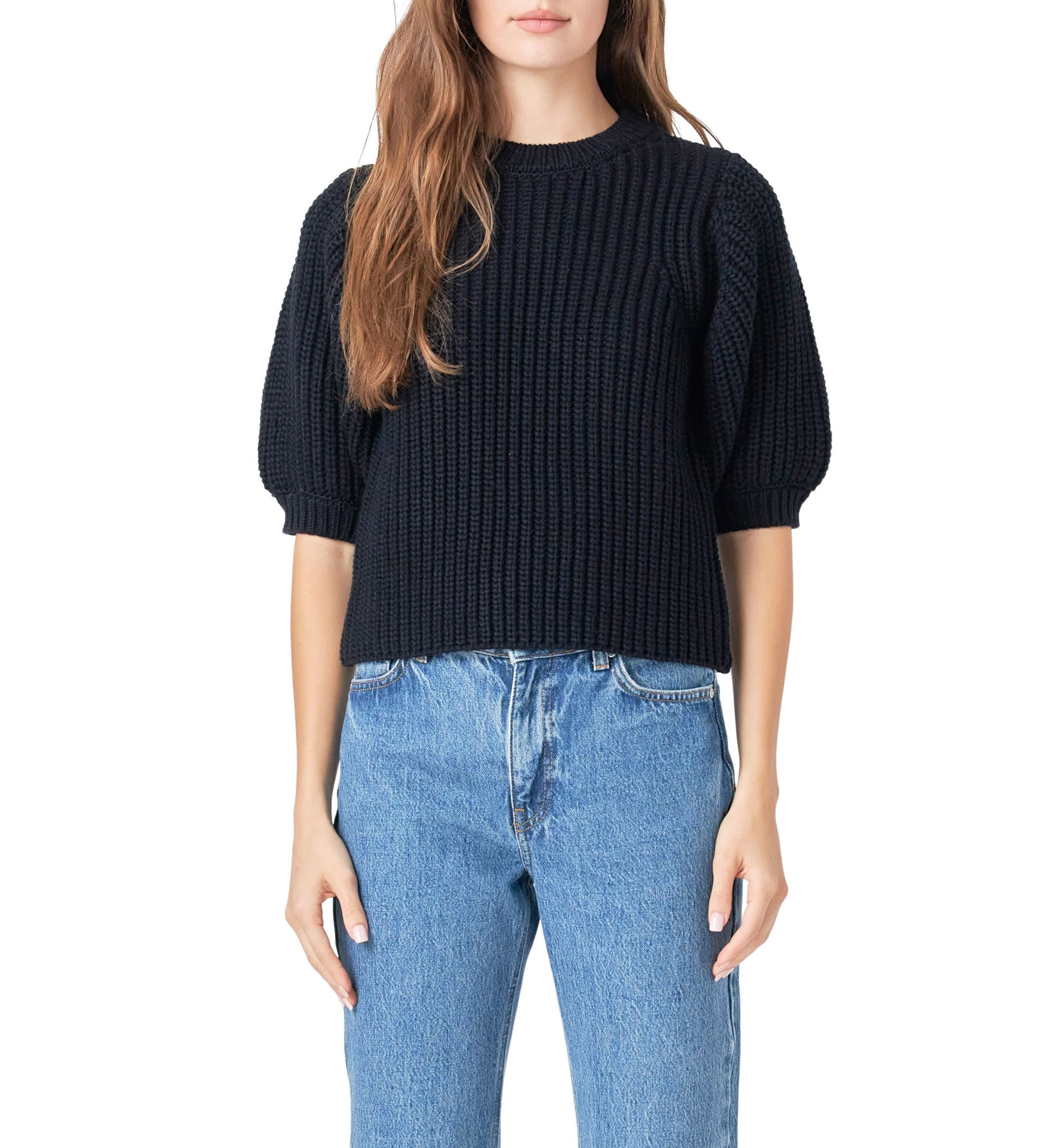 Round-neck Short Sleeve Knit Sweater