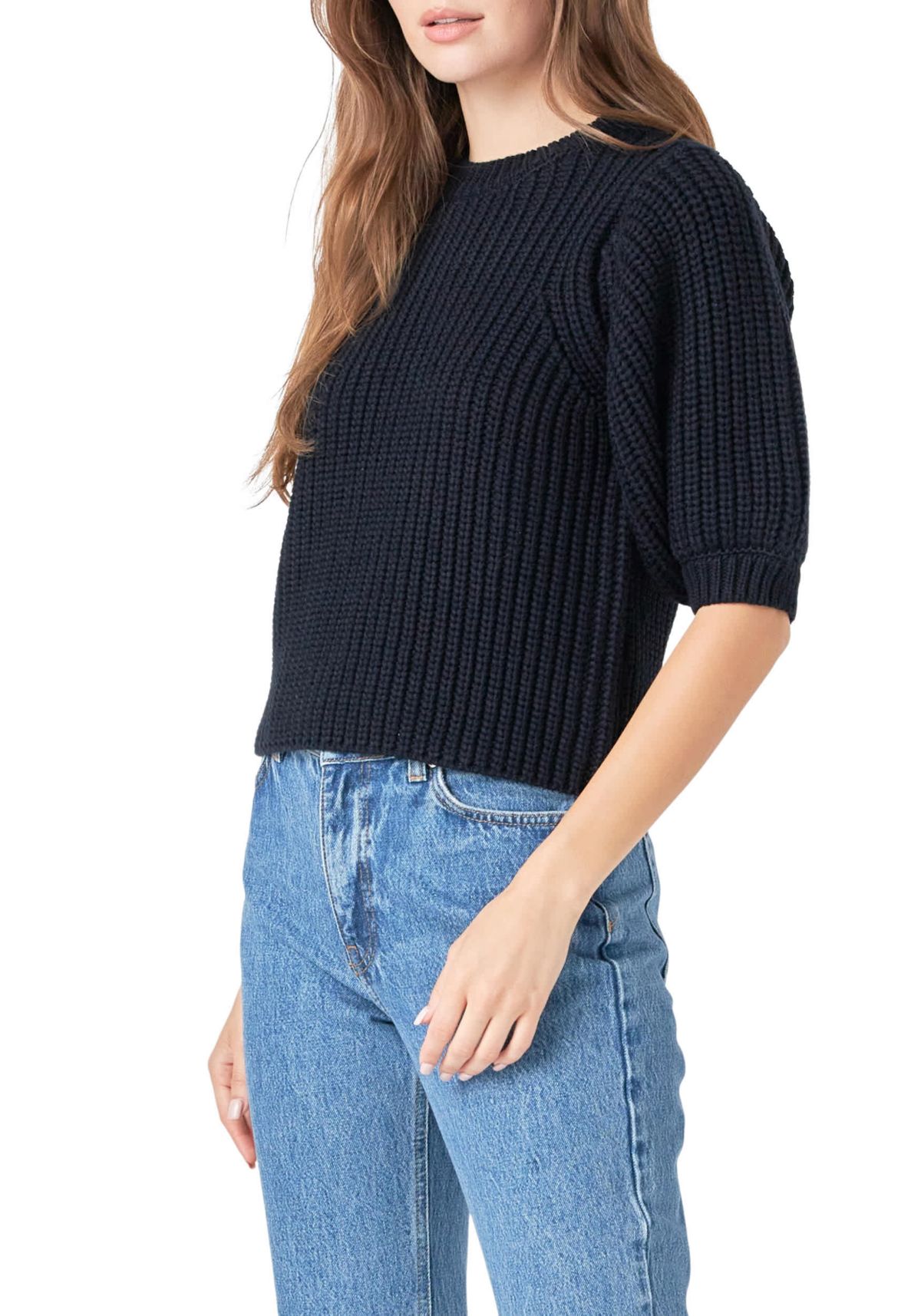 Round-neck Short Sleeve Knit Sweater