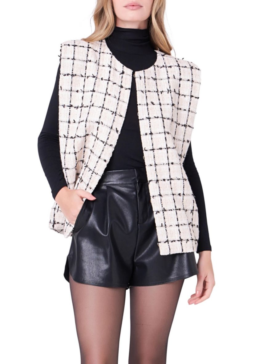 Tweed Vest with Shoulder Pads