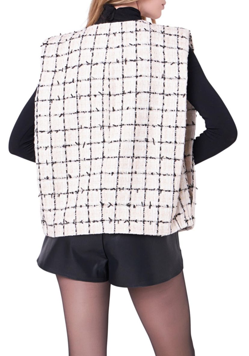 Tweed Vest with Shoulder Pads