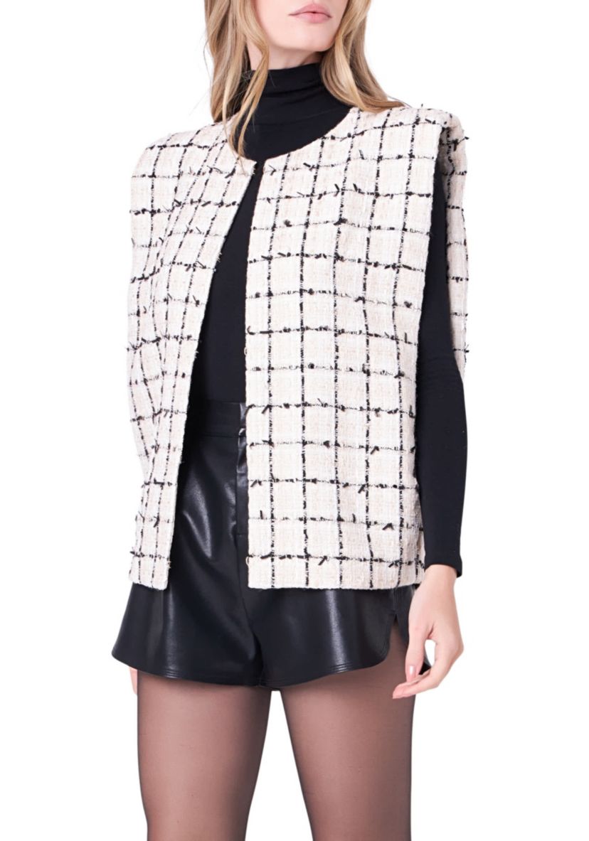 Tweed Vest with Shoulder Pads