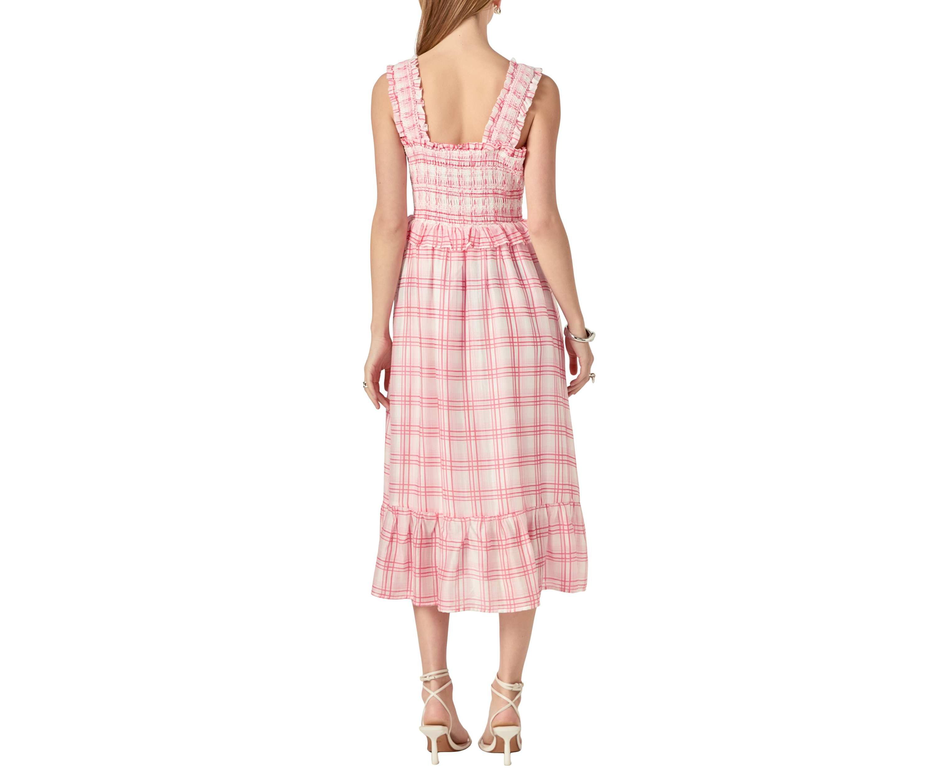 Plaid Ruffled Midi Dress