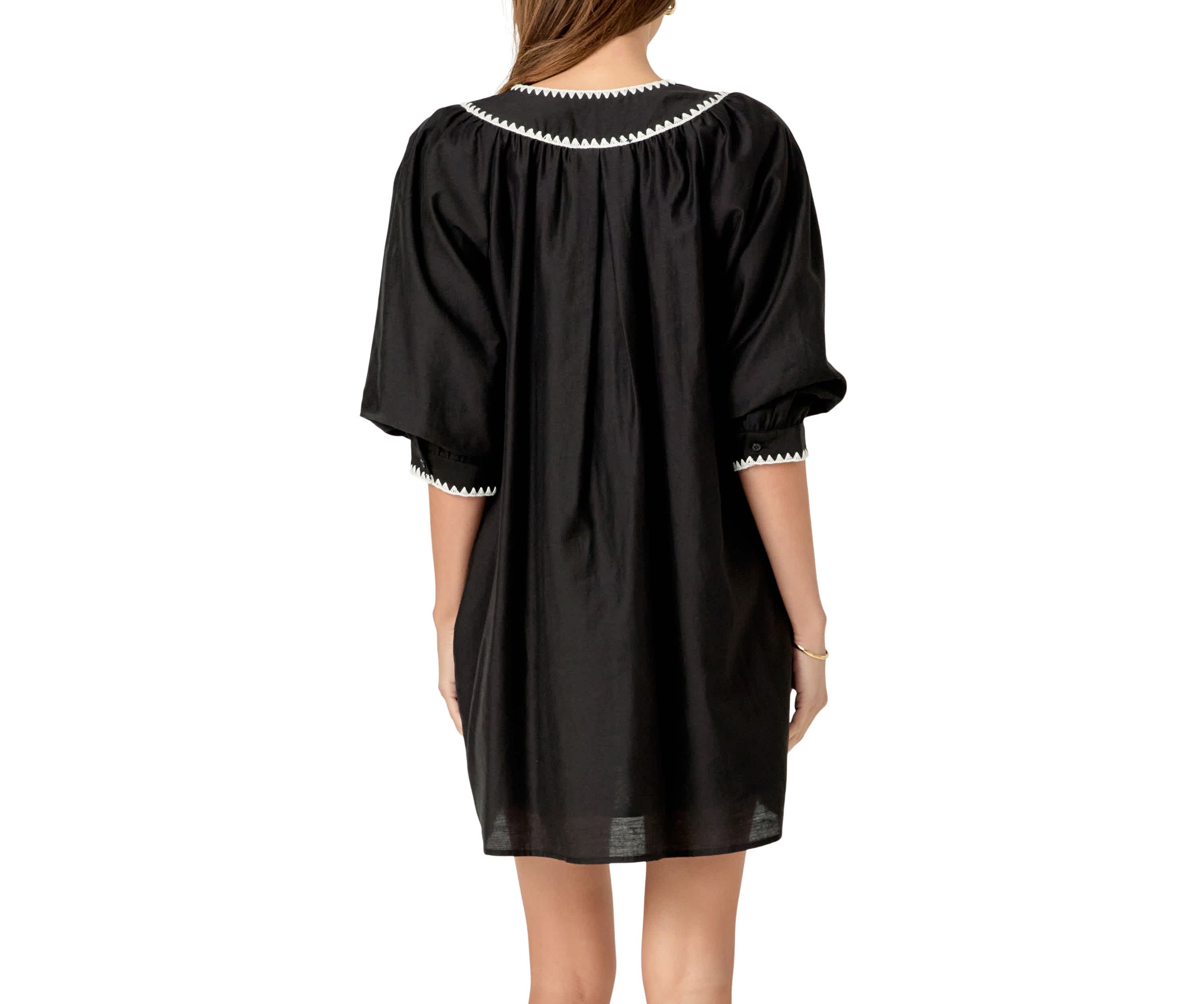 Embroidery Bow Detailed Mini Dress