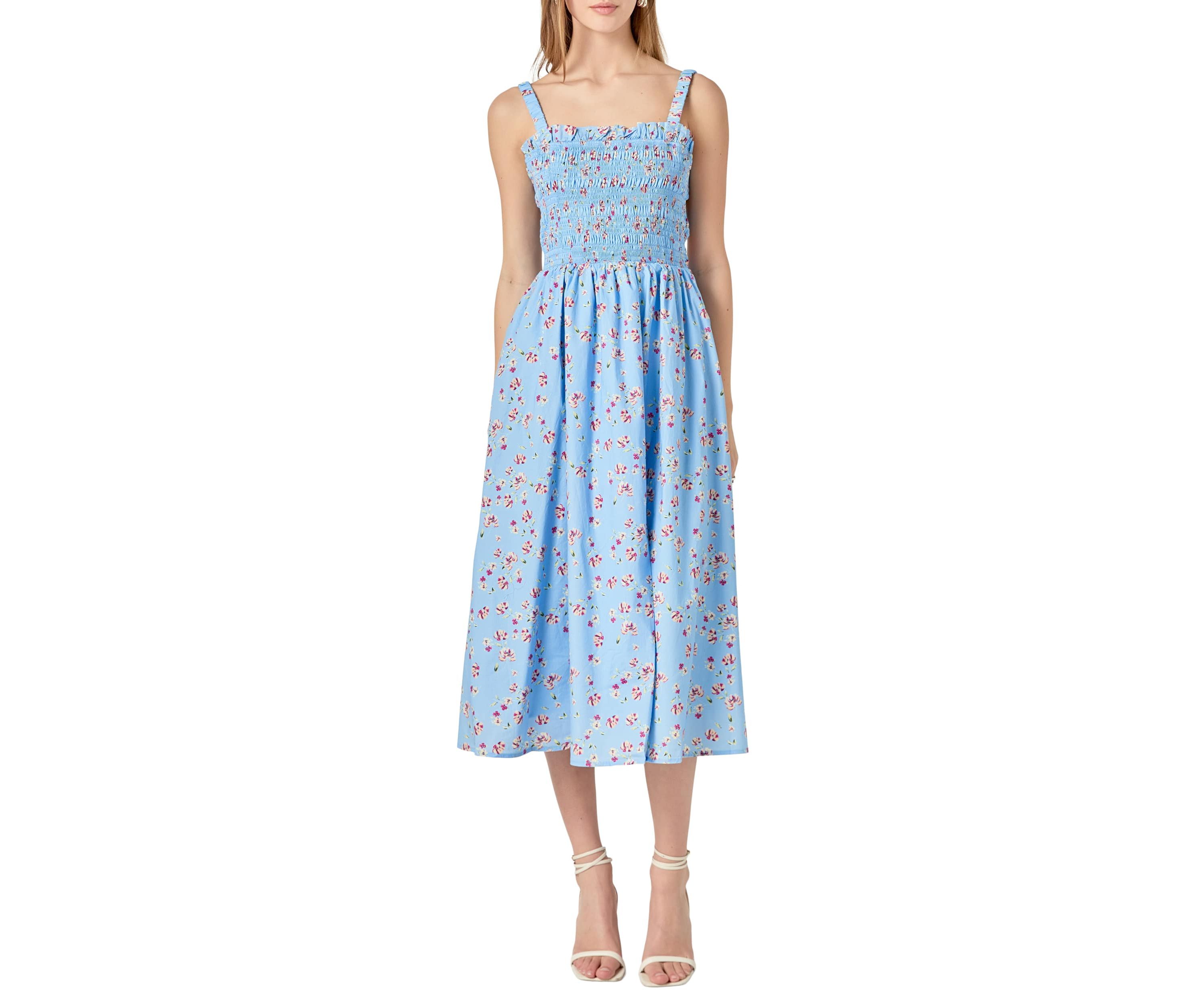 Floral Print Smocked Dress