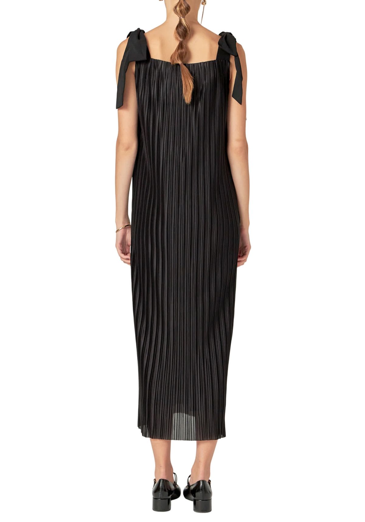 BOW DETAILED PLEATED MAXI DRESS