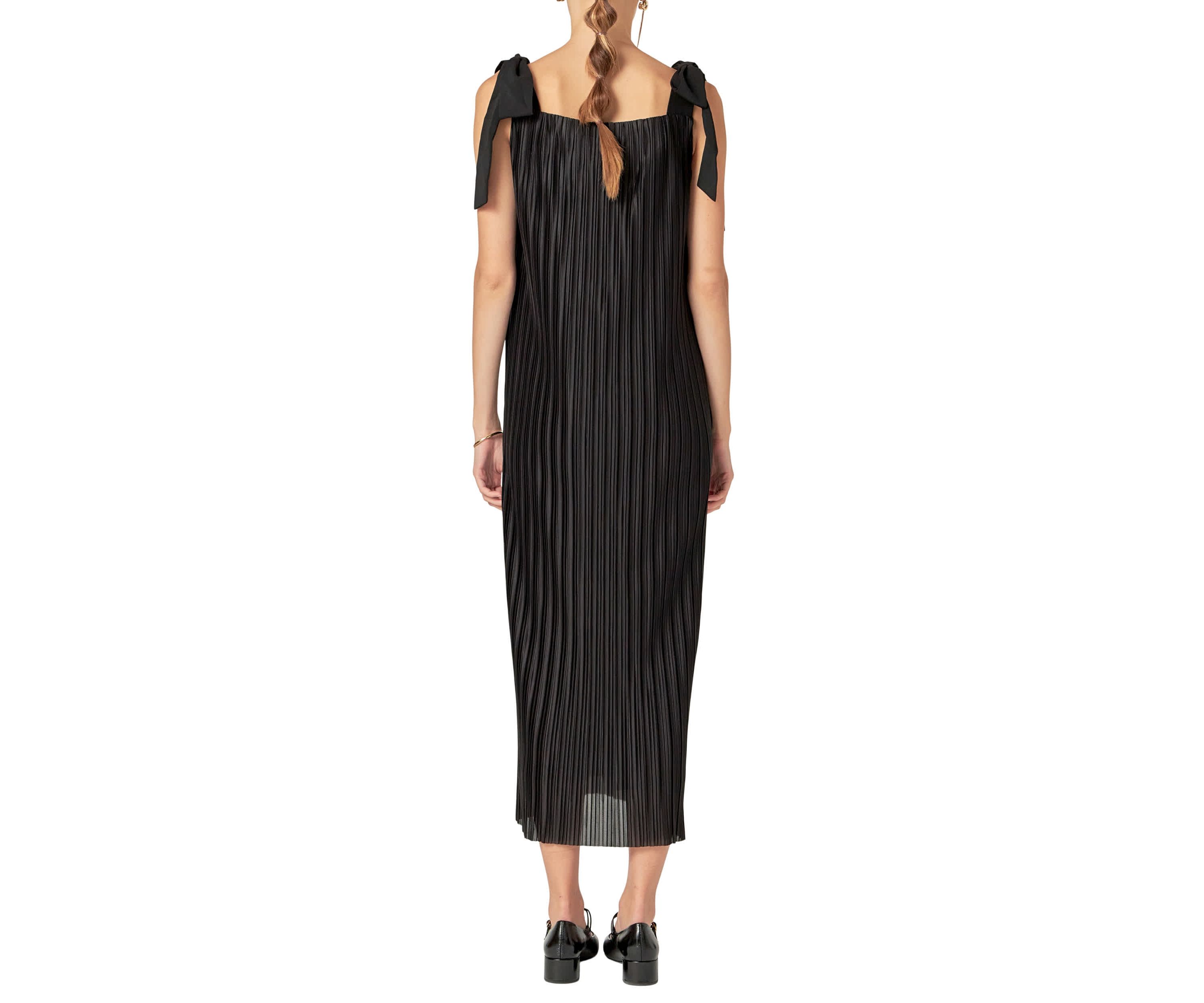 BOW DETAILED PLEATED MAXI DRESS